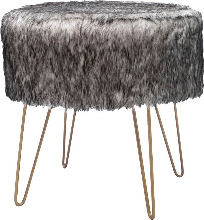 Kayoom "Mio 1, Fellhocker in modernem Design, runde Form mit Metallbeinen" günstig online kaufen