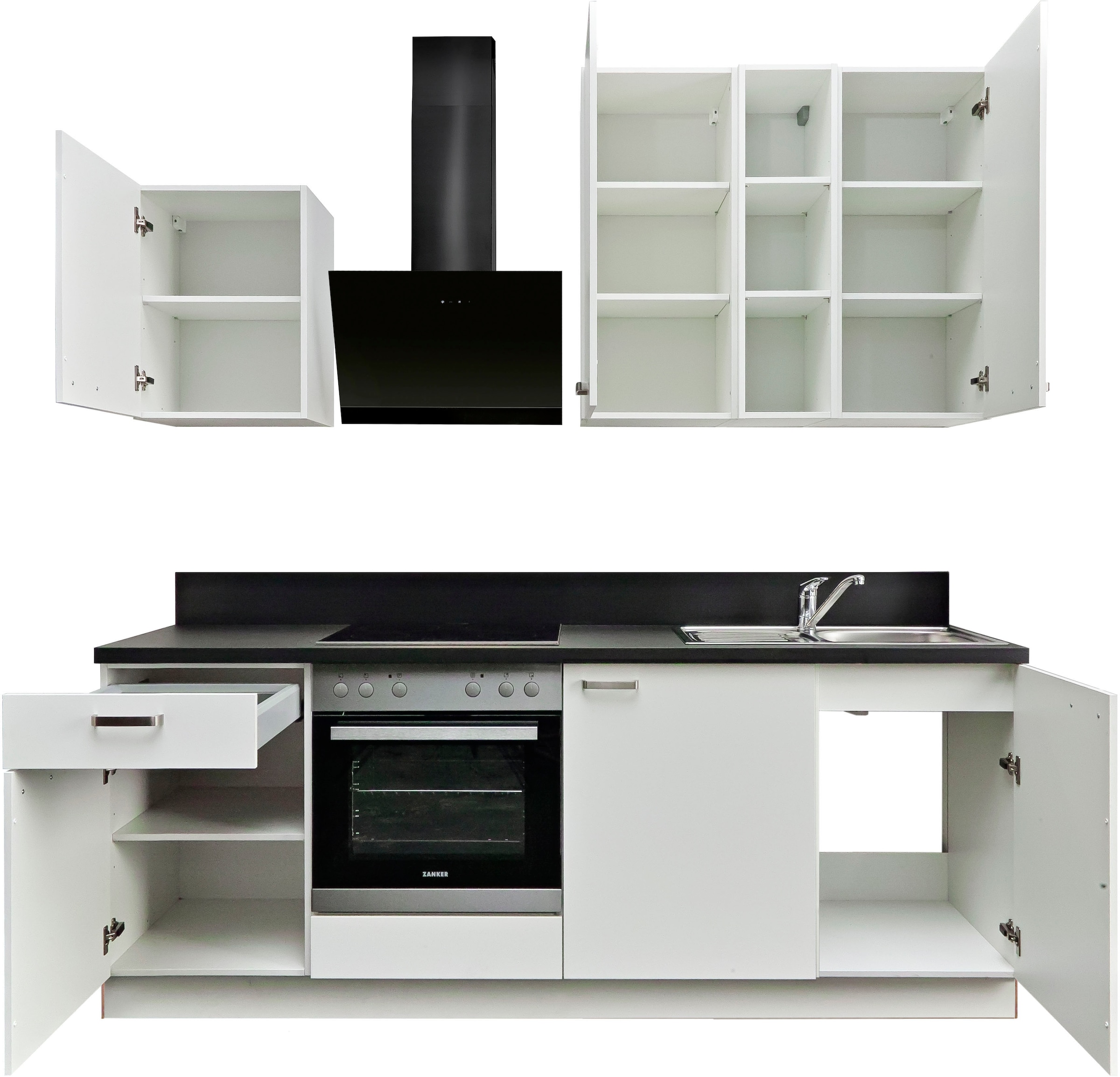 Express Küchen Küchenzeile »Bari«, mit Soft-Close-Funktion und Vollauszug, vormontiert, Breite 220 cm