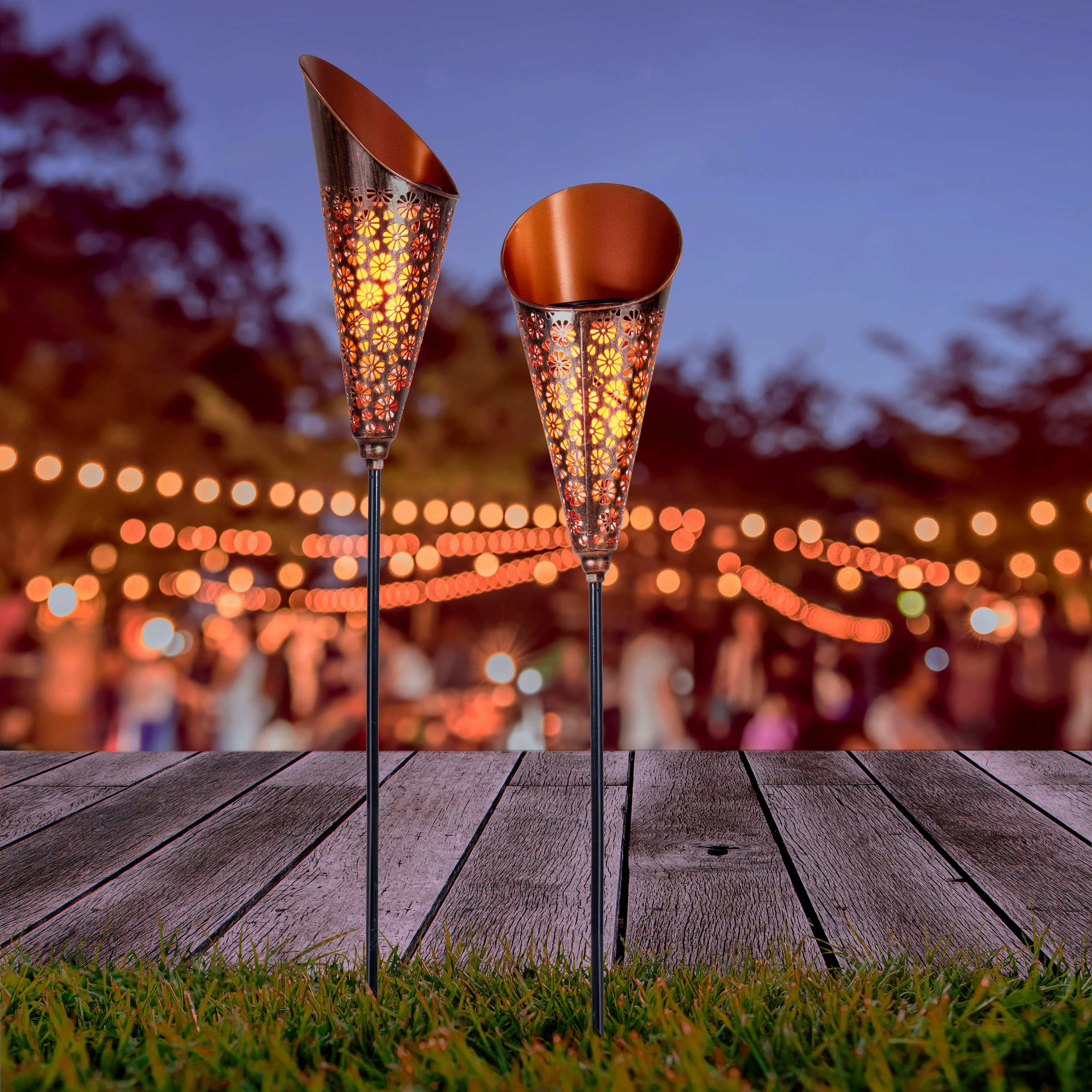 näve LED Solarleuchte "Torch" 1 Stk. Warmweiß Flammeneffekt, kupferfarben, günstig online kaufen