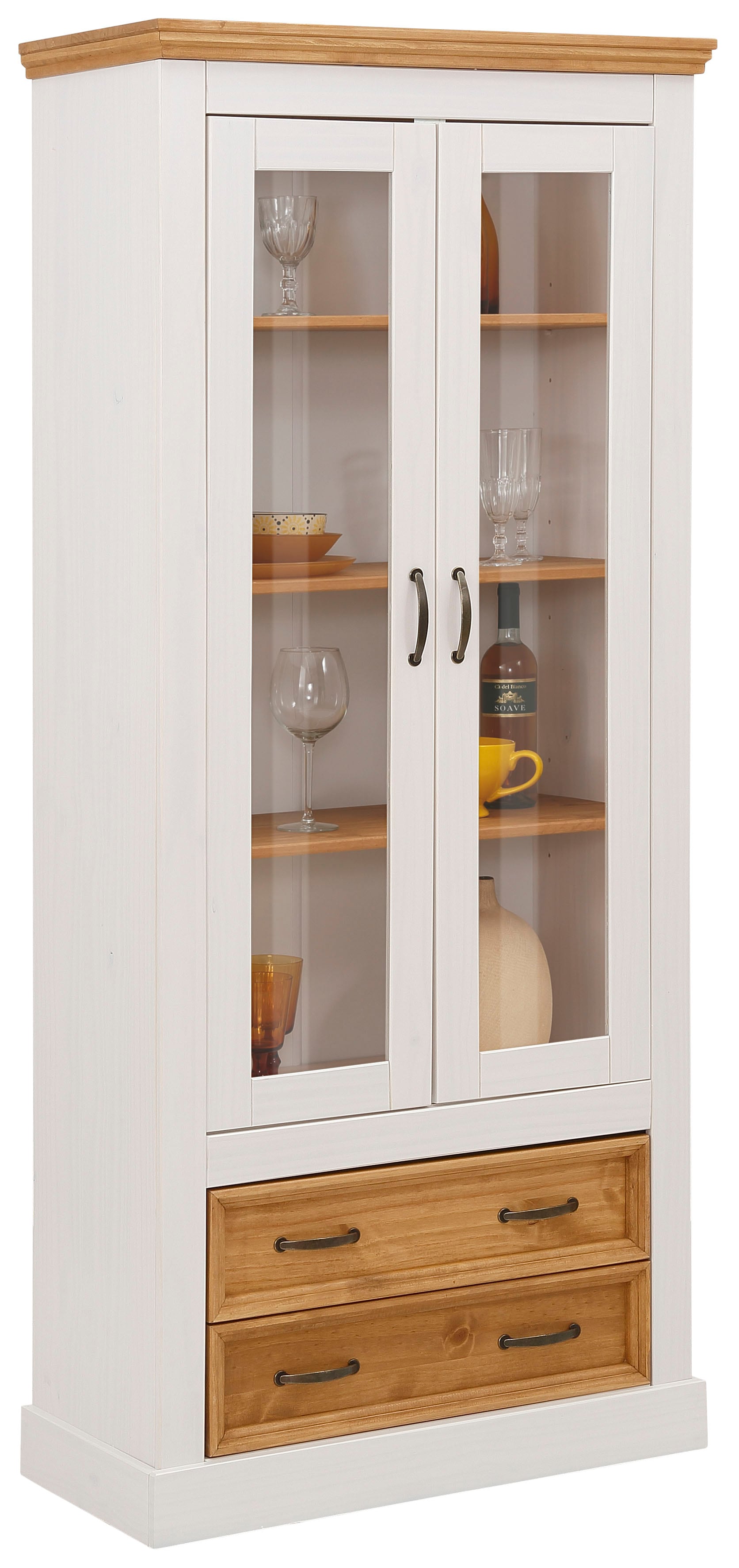 OTTO home Vitrine "Selma" Höhe 180 cm, mit schöner Holzmaserung