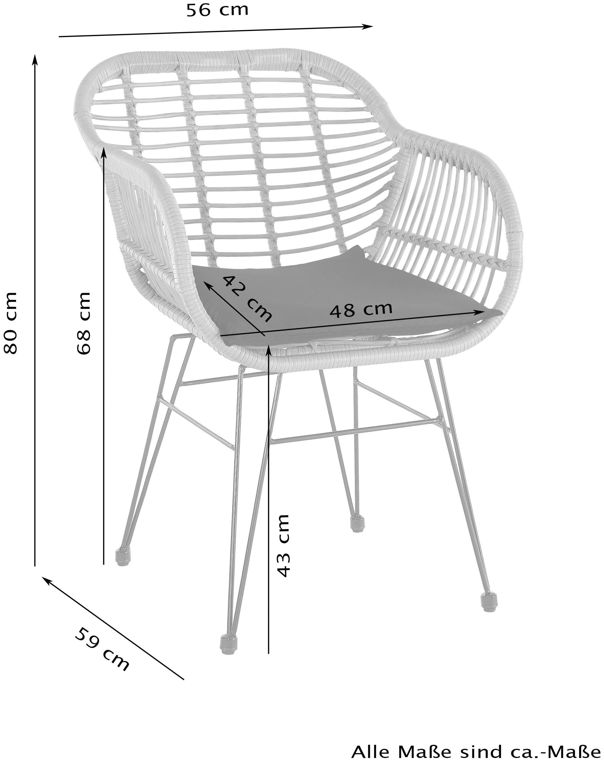Homexperts Esszimmerstuhl »Ylvi«, (Set), 2 St., Sitzschale aus Kunststoff in Rattan-Optik mit Sitzkissen in Stoffbezug