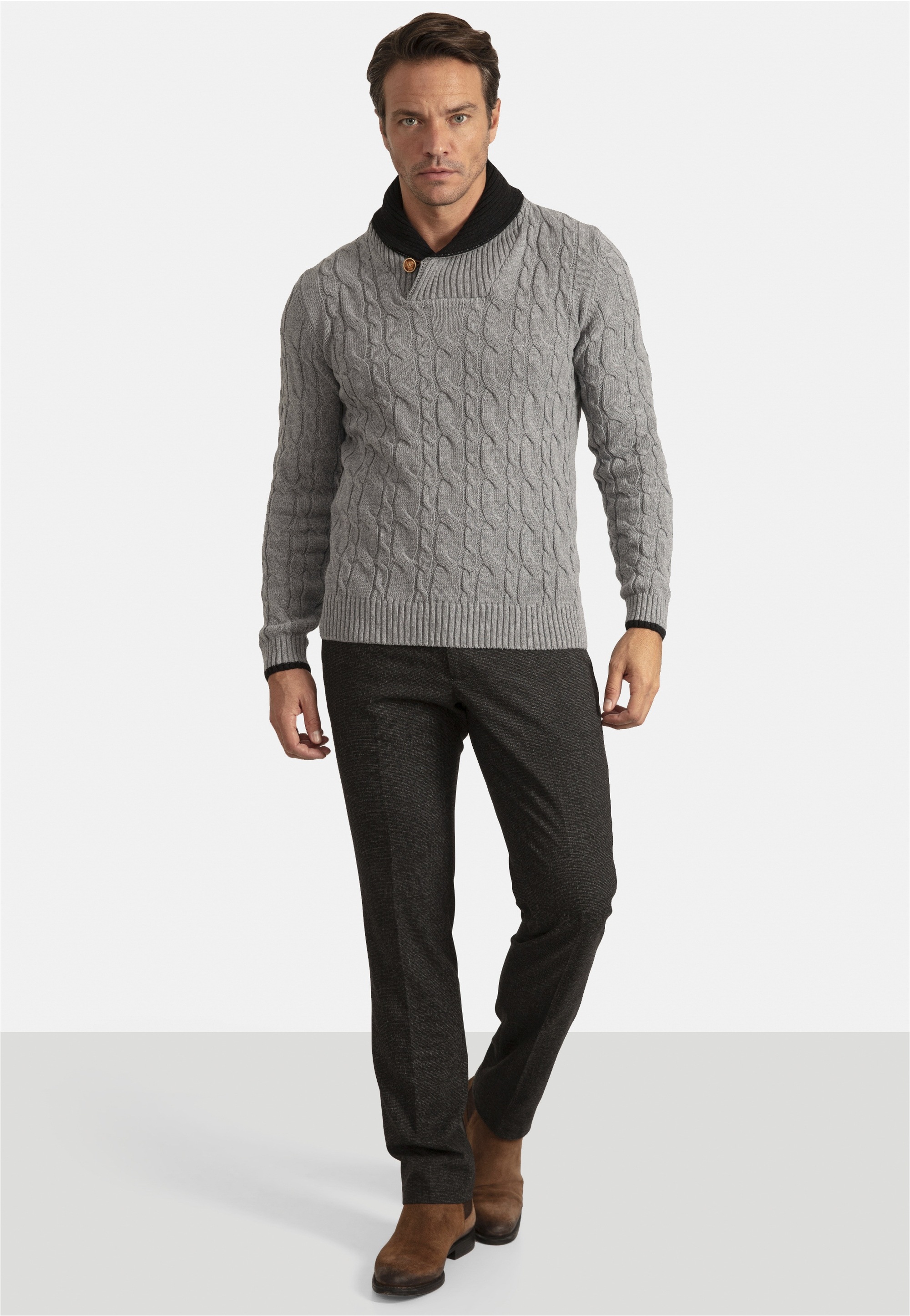 Sir Raymond Tailor Meribel Herren Strickpullover Grau XXL 3