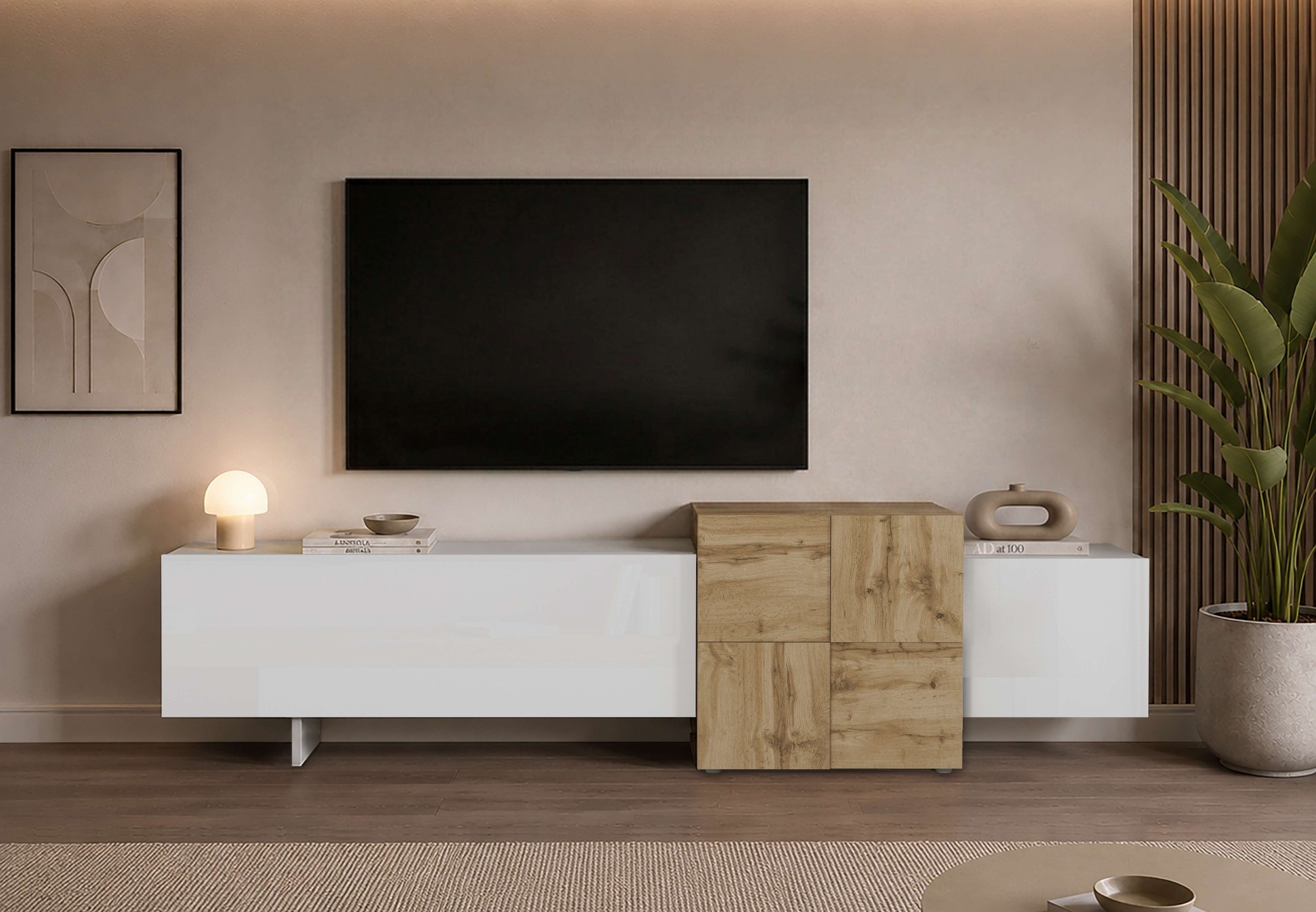 OTTO home Lowboard »Lowboard NEXOS,Lowboard,TV-Kommode,TV-Möbel,TV-Bank« 1 Stk. tlg. Mit 2 Drehtüren, 1 Klapptür, 4 geschl. Fächern, reversibel, B. 210 cm