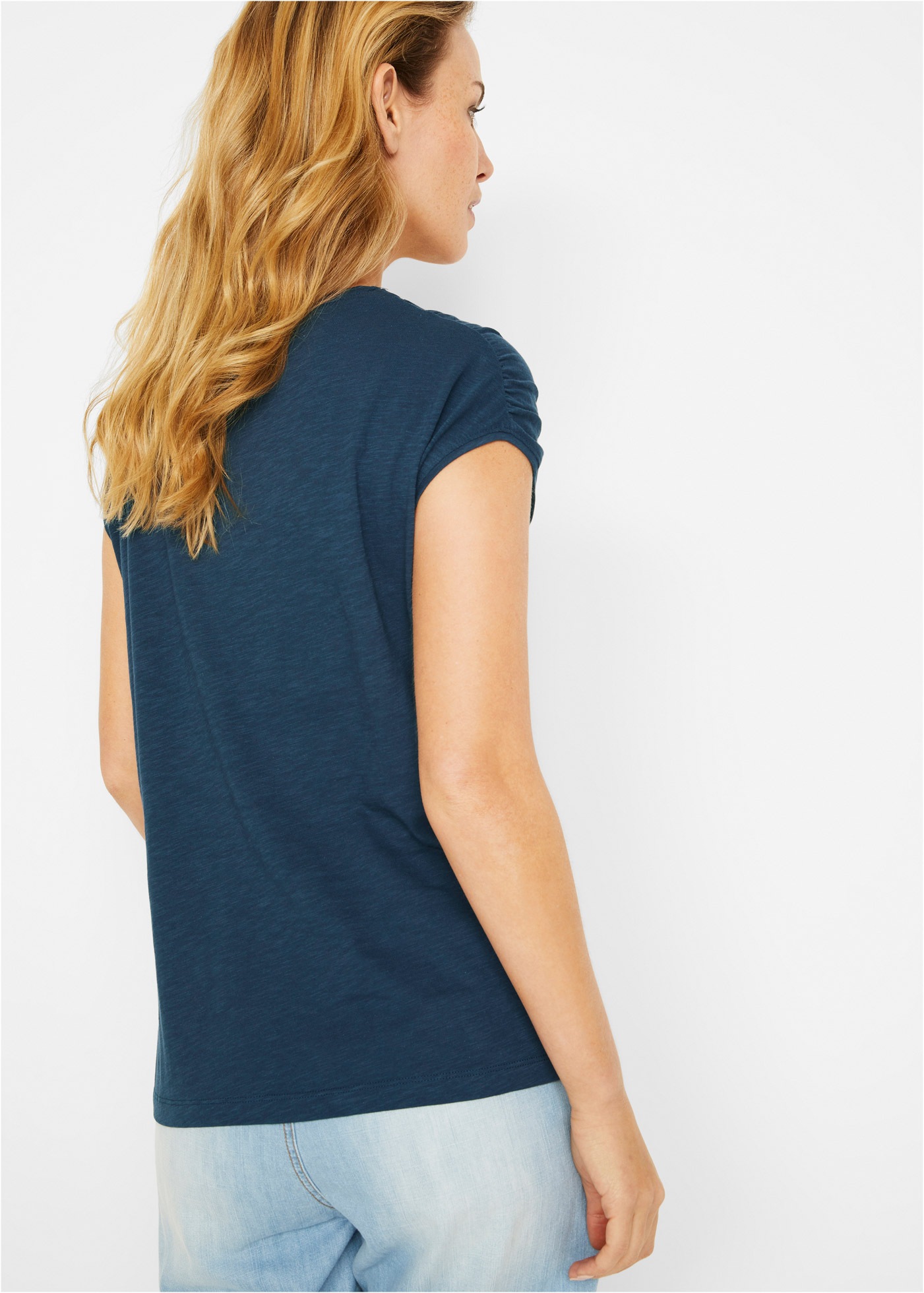 bonprix T-Shirt gerade Passform, überschnittene Schultern, mit Rundhalsauss günstig online kaufen