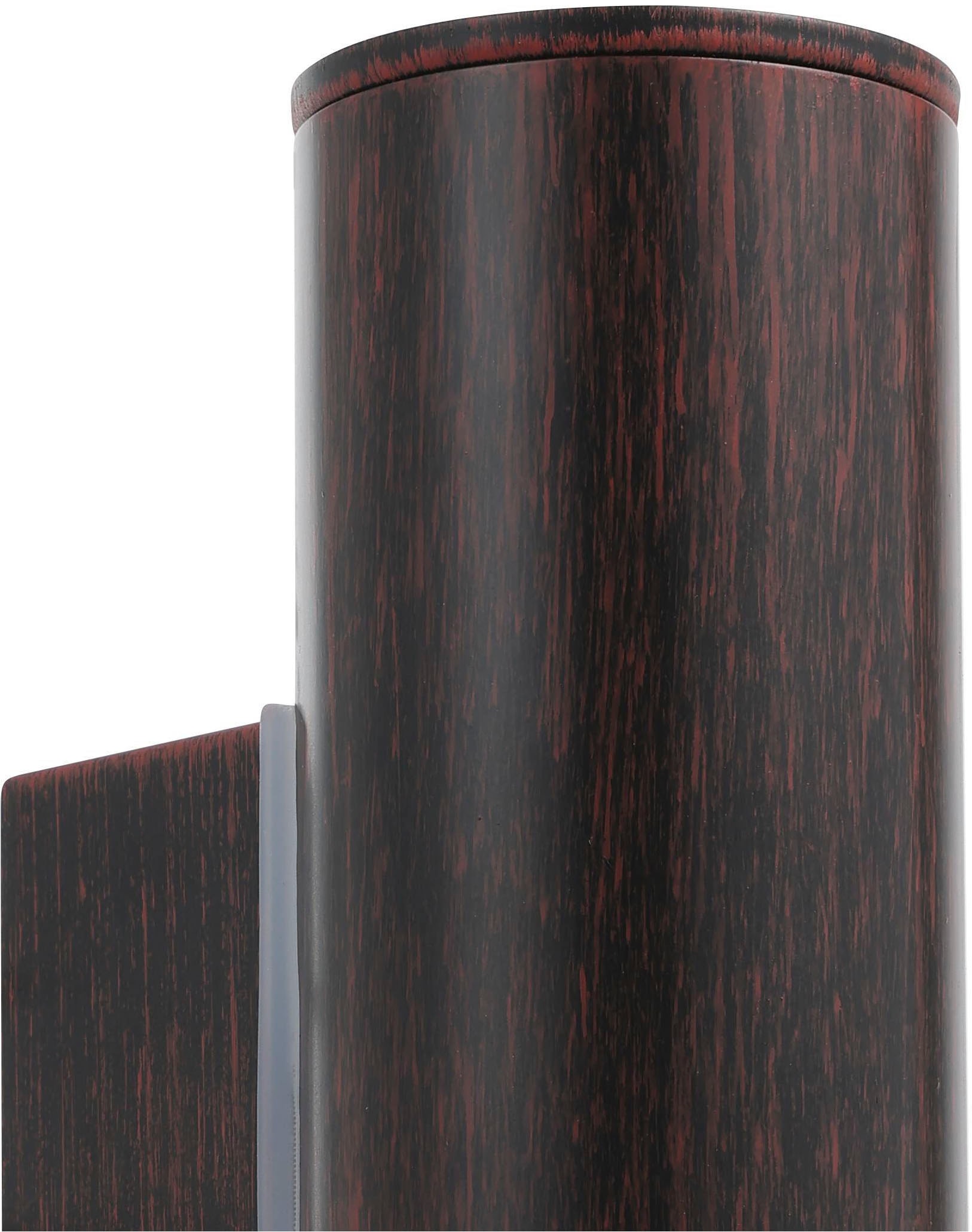 EGLO Wandleuchte »Riga Außen-Wandlampe,  Außenleuchte aus Edelstahl in Rostoptik, IP44« GU10 1 Stk. Wand-/Deckenleuchte - L6,5 x H20 x AL9,5 cm - antik-braun