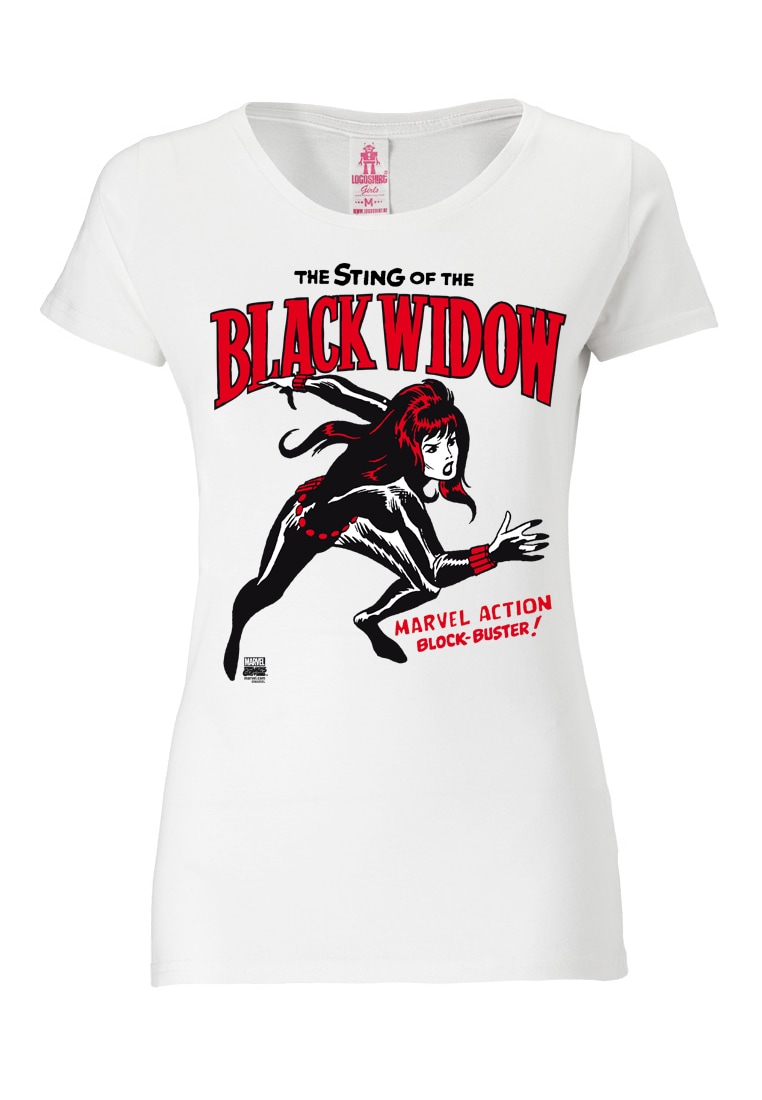 LOGOSHIRT T-Shirt »Black Widow«, mit Superheldinnen-Frontdruck