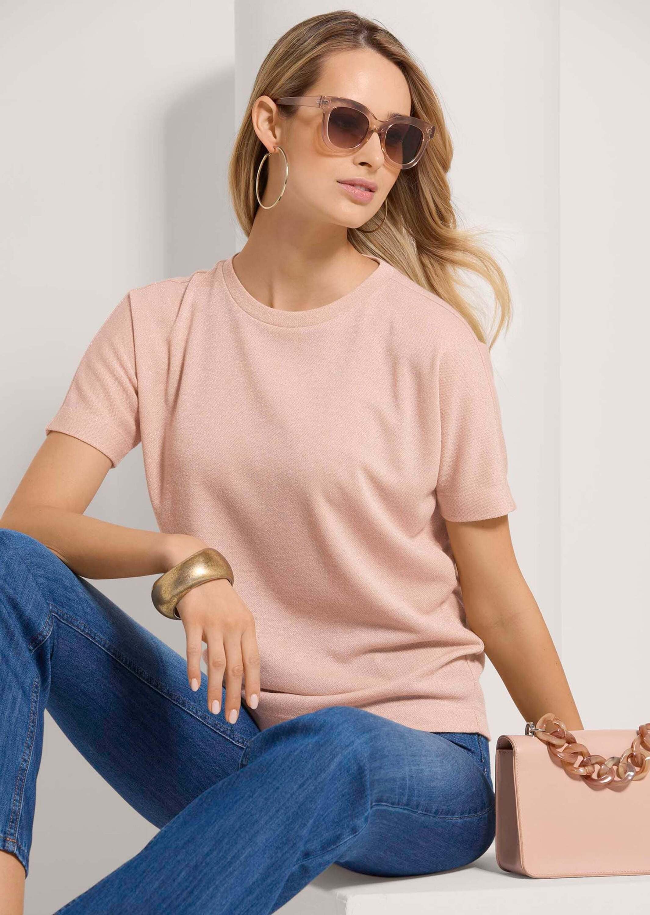 MADELEINE Kurzarmshirt »Shirt Rundhals-Shirt mit Glanz-Effekt«