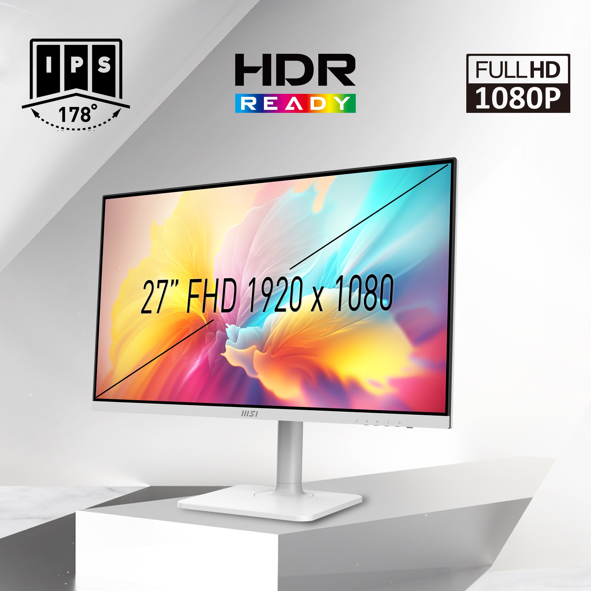 MSI LED-Monitor »Modern MD2712PW«, 69 cm/27 Zoll, 1920 x 1080 px, Full HD, 1 ms Reaktionszeit, 100 Hz, höhenverstellbar, 3 Jahre Herstellergarantie, USB-C