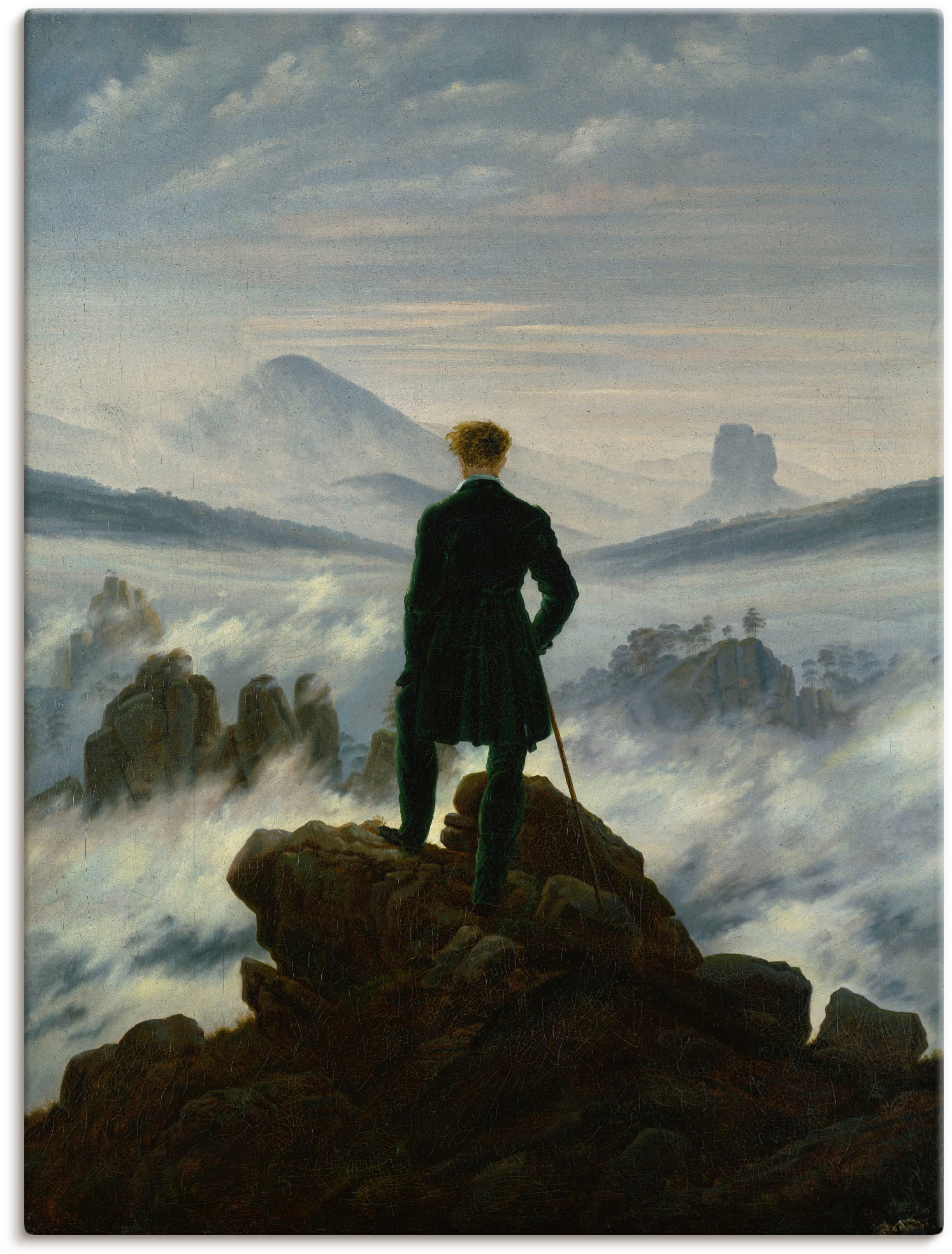 Artland Wandbild »Der in über versch. Poster Wandaufkleber Leinwandbild, oder | Um Nebelmeer. als dem 1818«, Mann, Größen St.), Wanderer BAUR (1 bestellen