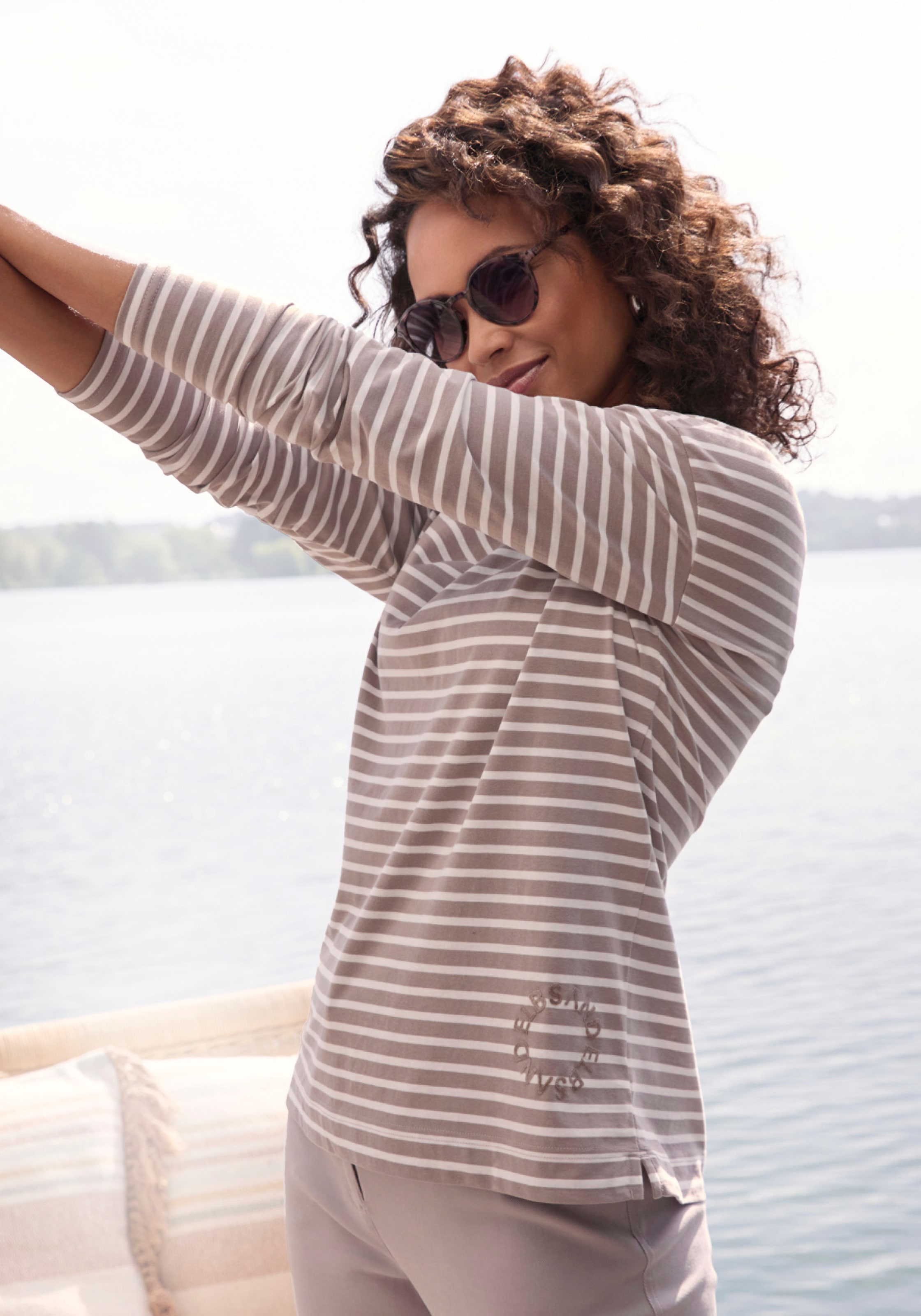 Elbsand Langarmshirt "Tooske" mit Ringelmuster, dezenter Logodruck, casual günstig online kaufen