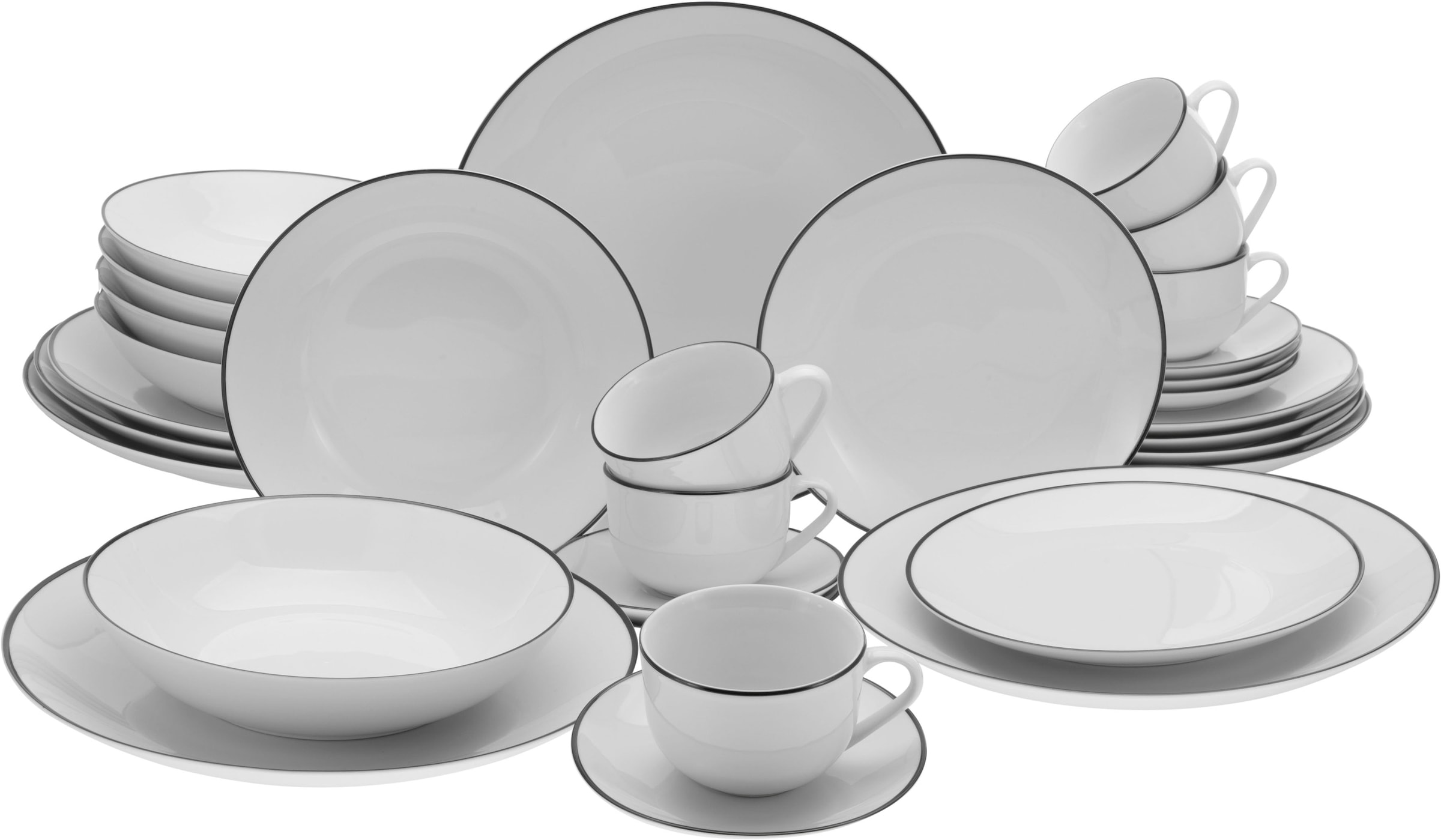 CreaTable Kombiservice "Luna Black Line" handgemaltes Liniendekor günstig online kaufen