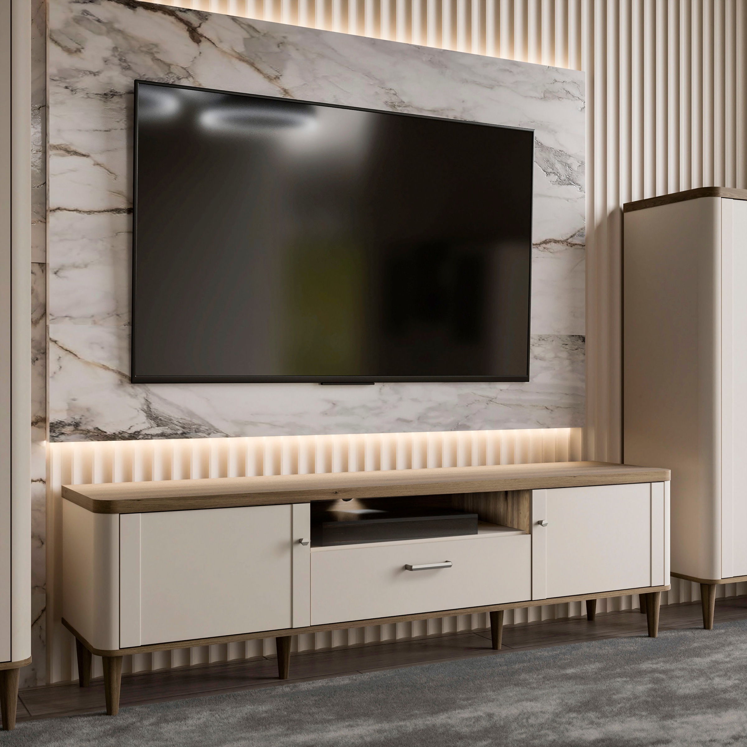 FORTE TV-Board "Lacetti" B/H/T 179,8/53,3/41,2 cm Echtholzfüße günstig online kaufen