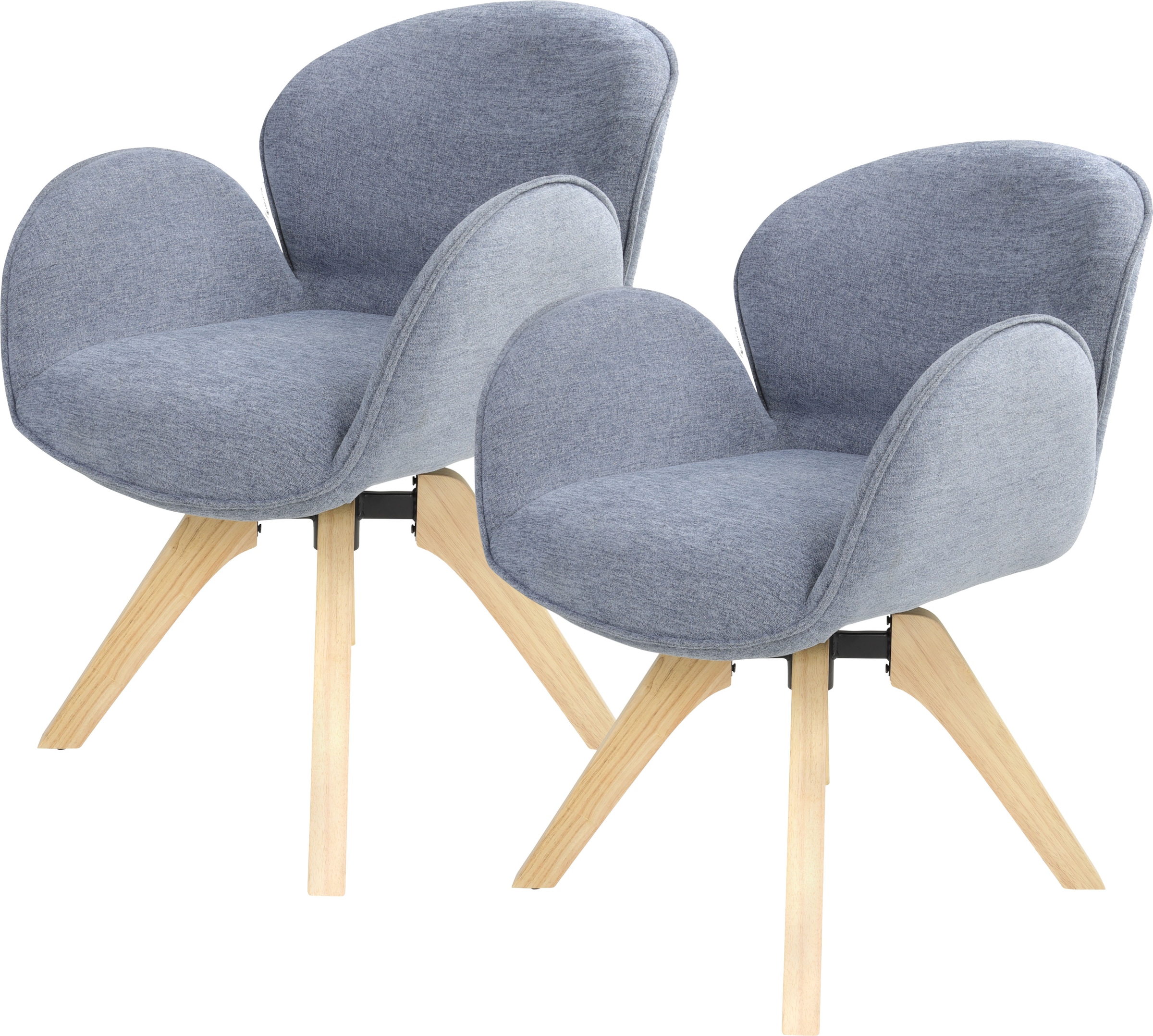 TOM TAILOR HOME Armlehnstuhl »WINGS ARMCHAIR«, (Set), 2 St., Chenille, mit Armlehnen, drehbar, Rückholfunktion, Massivholzgestell