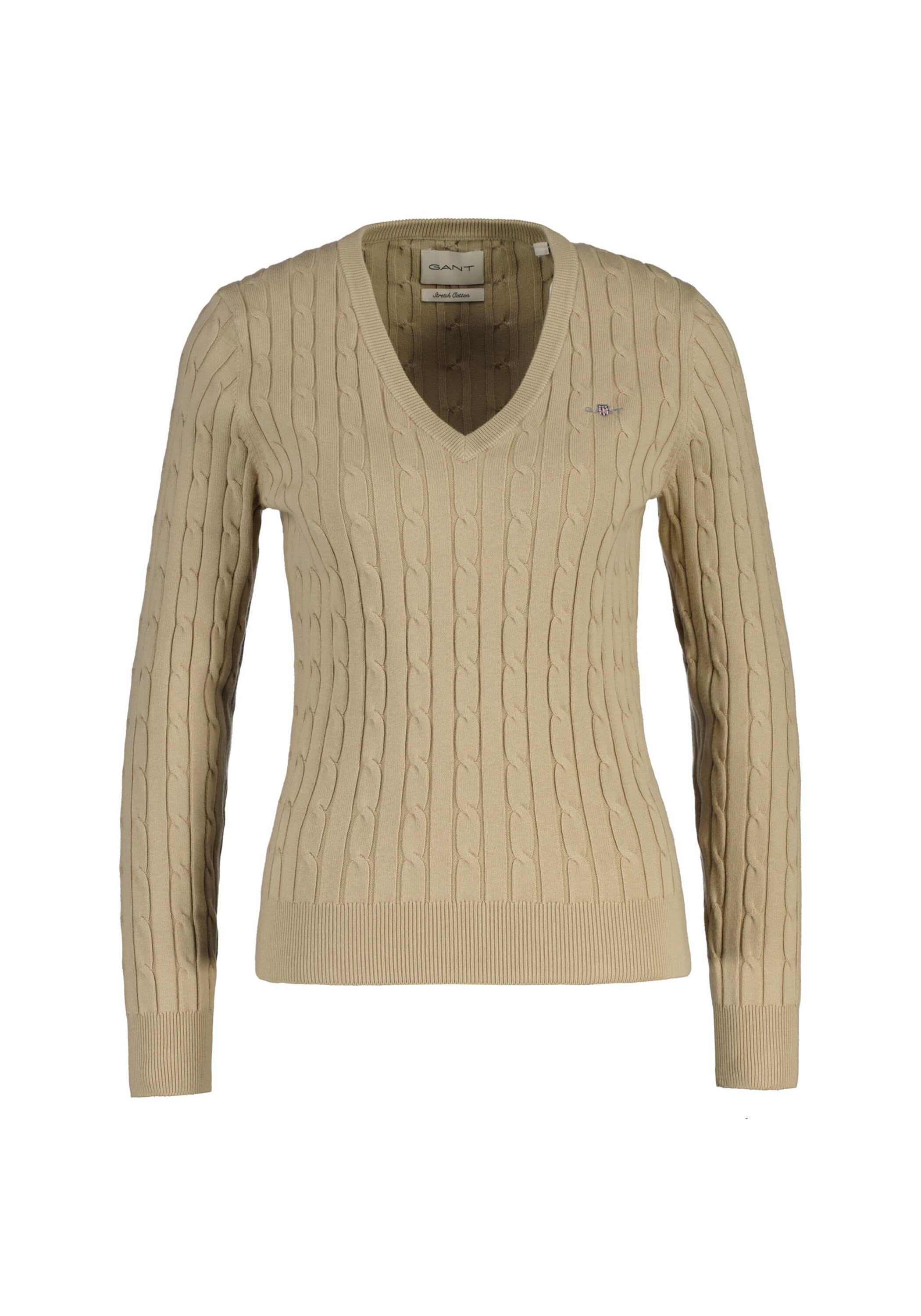Gant Sweater "Strickpullover STRETCH COTTON CABLE V-NECK"
