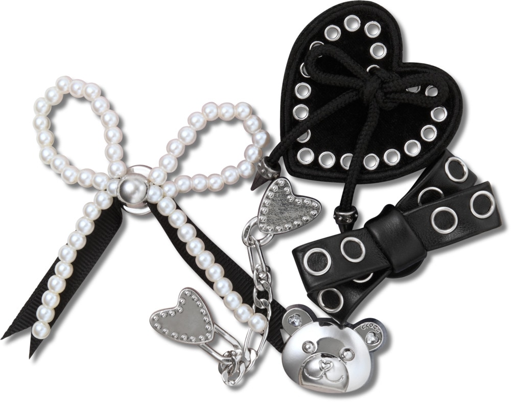 Crocs Schuhanstecker »Jibbitz™ Indie Luxe Silver« Set, Kein Spielzeug. Nicht für Kinder unter 3 Jahren geeignet, 5 Stk. tlg. Schuh Anstecker im Grunge Look