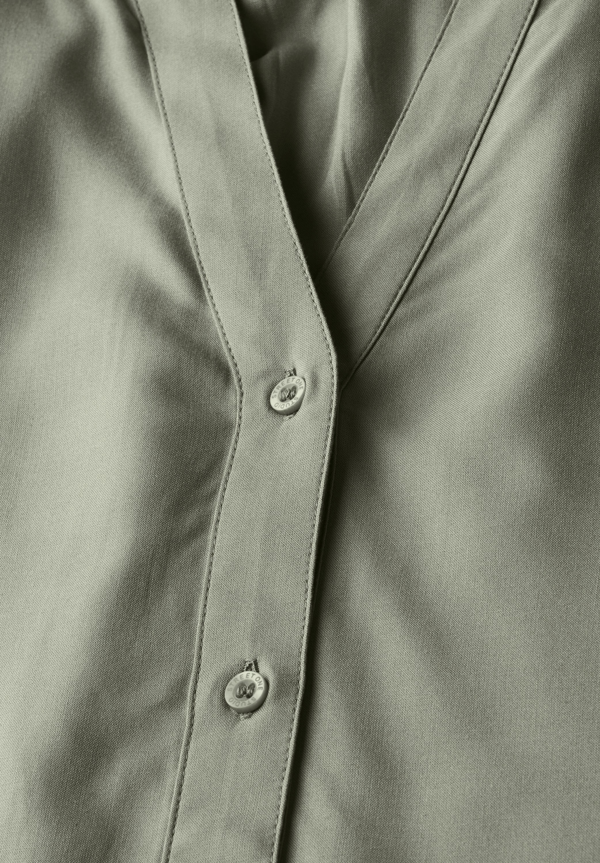 STREET ONE STUDIO Shirtbluse, mit geschlitztem Rundhalsausschnitt