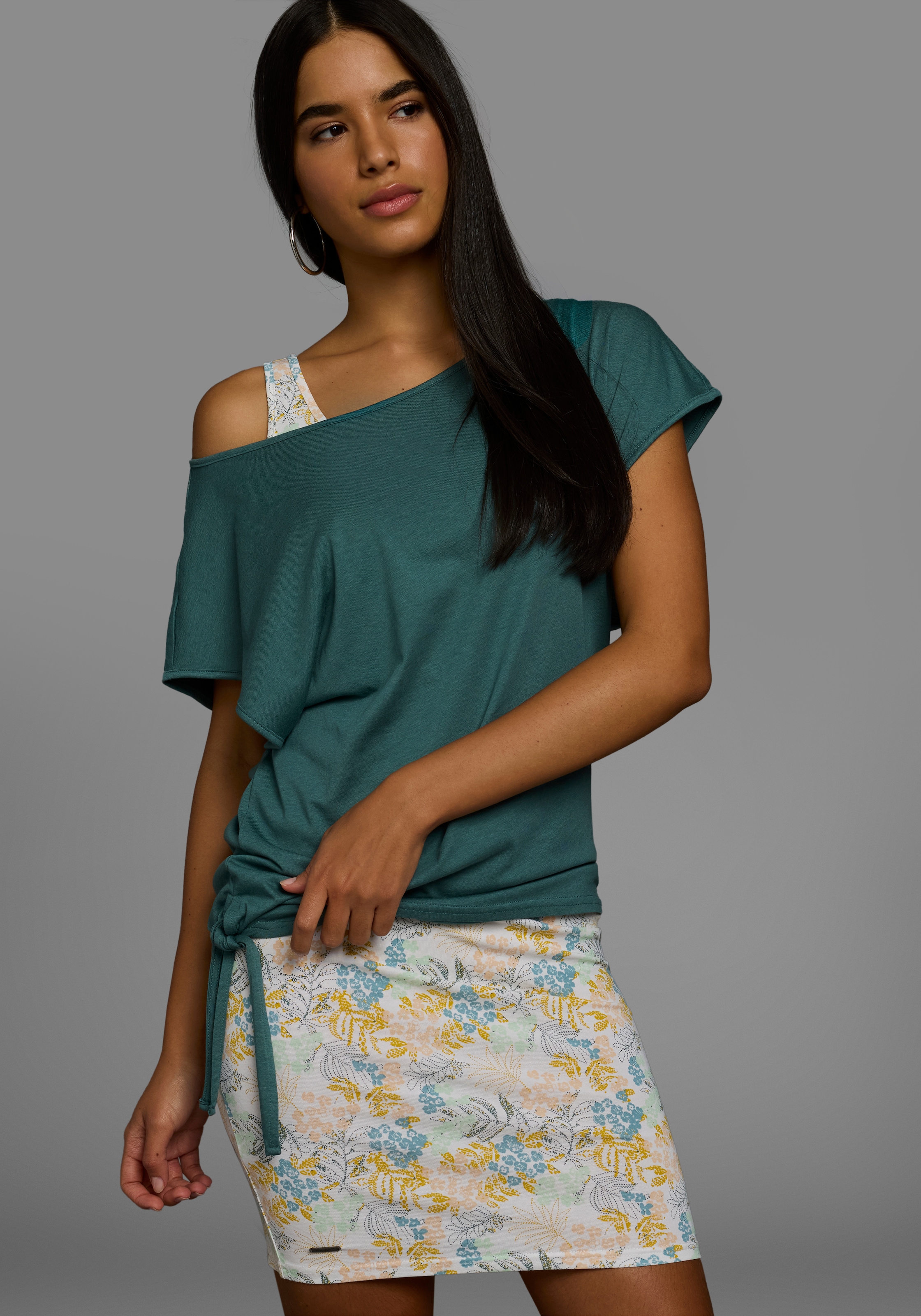 KangaROOS Sommerkleid Set, mit T-Shirt, 2 tlg. Set Shirt Kleid mit Blumen günstig online kaufen