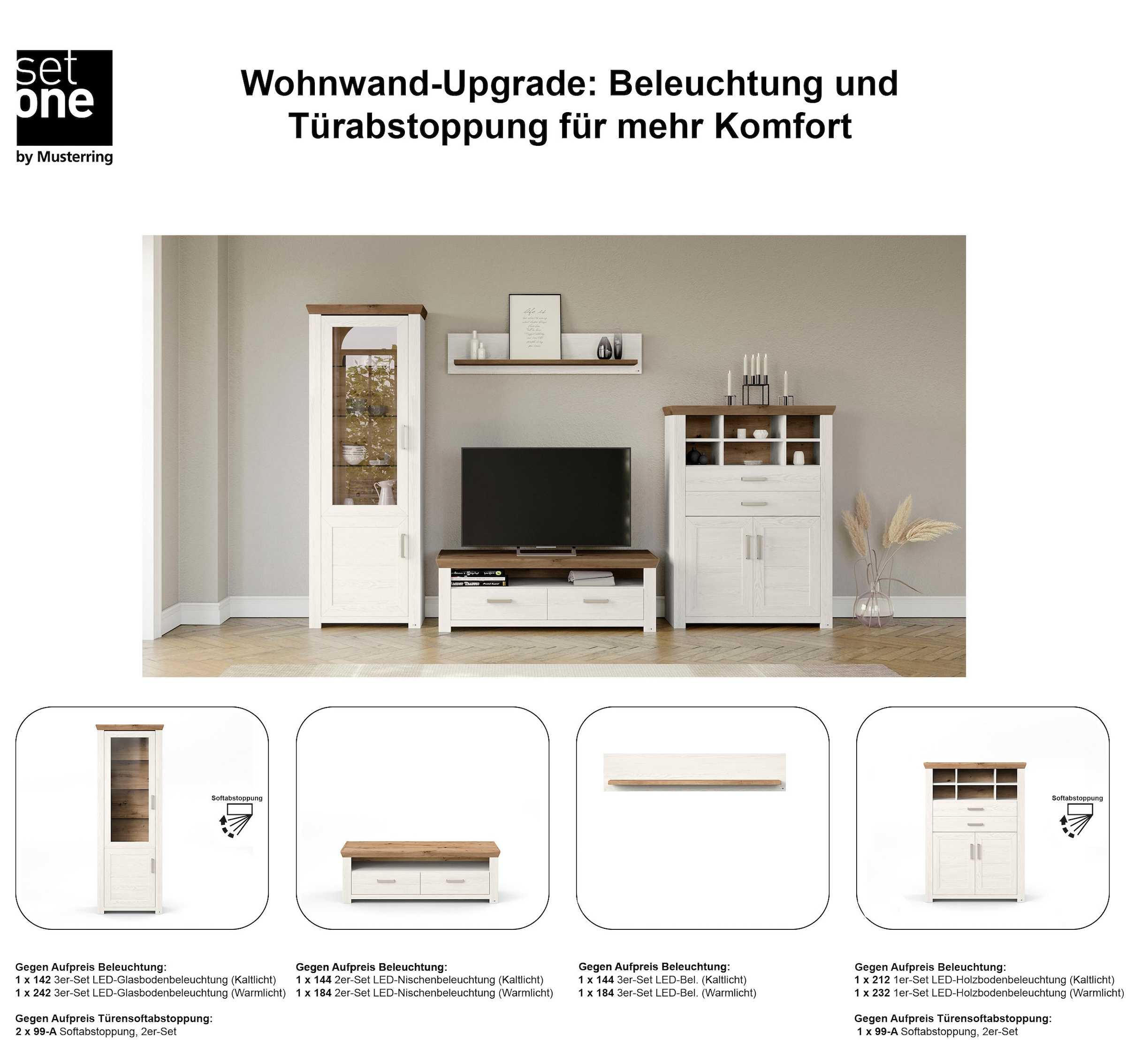 set one by Musterring Wohnwand »York«, (4 St.), Kombination 23, in 3 Farbvarianten, Gesamtbreite 314 cm