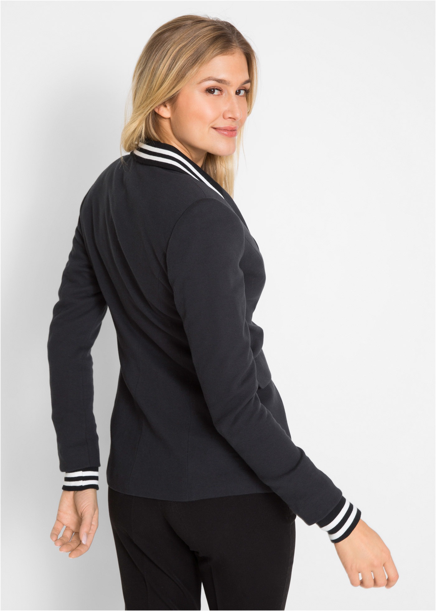 bonprix Jerseyblazer "Baumwoll-Blazer mit gestreiften Details" Baumwoll-Bla günstig online kaufen
