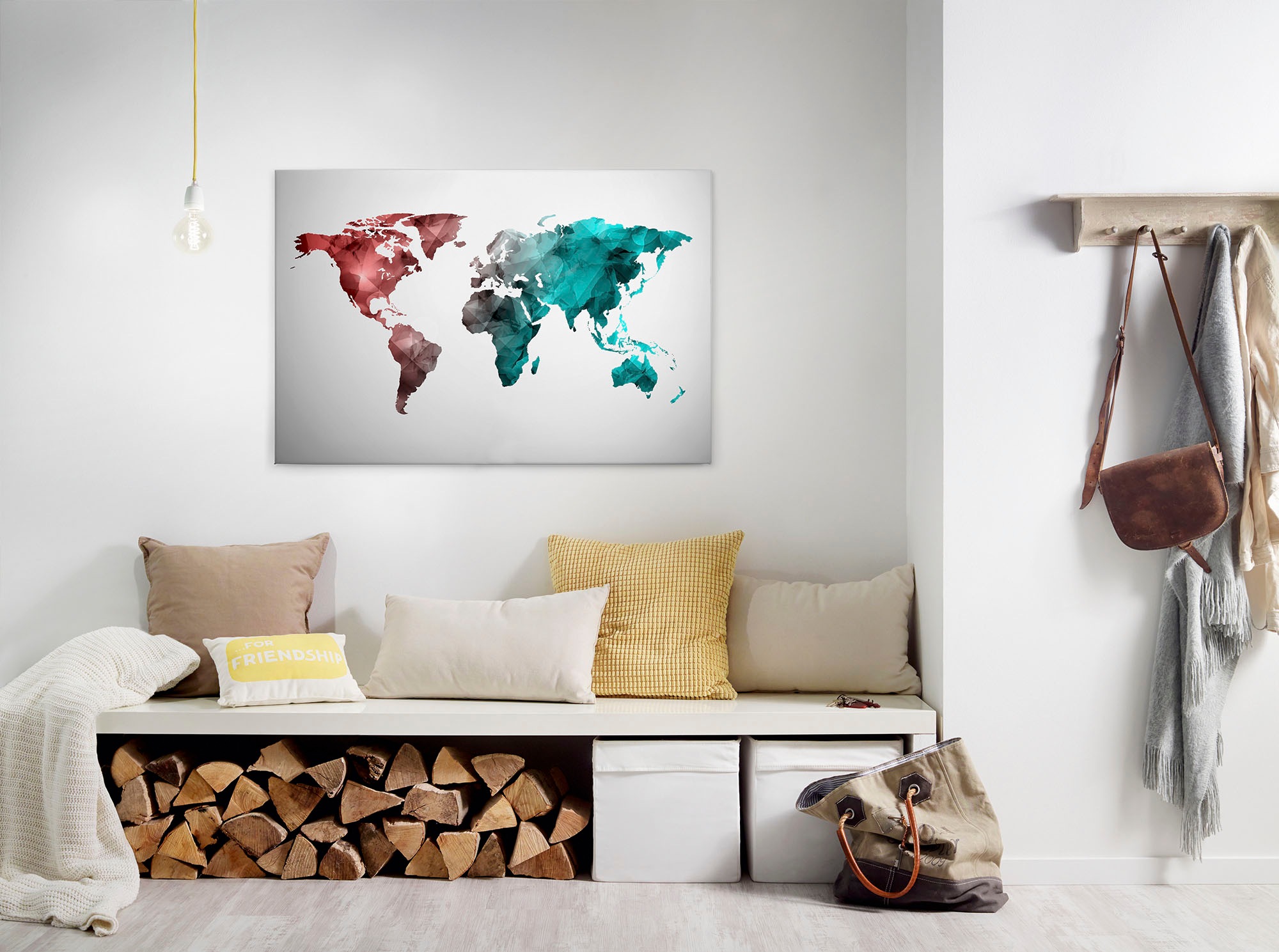 A.S. Création Leinwandbild "World Graphic" Kunst 1 Stk. tlg. Atlas Weltkarte Bunt Aquarell Keilrahmen Leinwand-Bild Wohnzimmer Wand