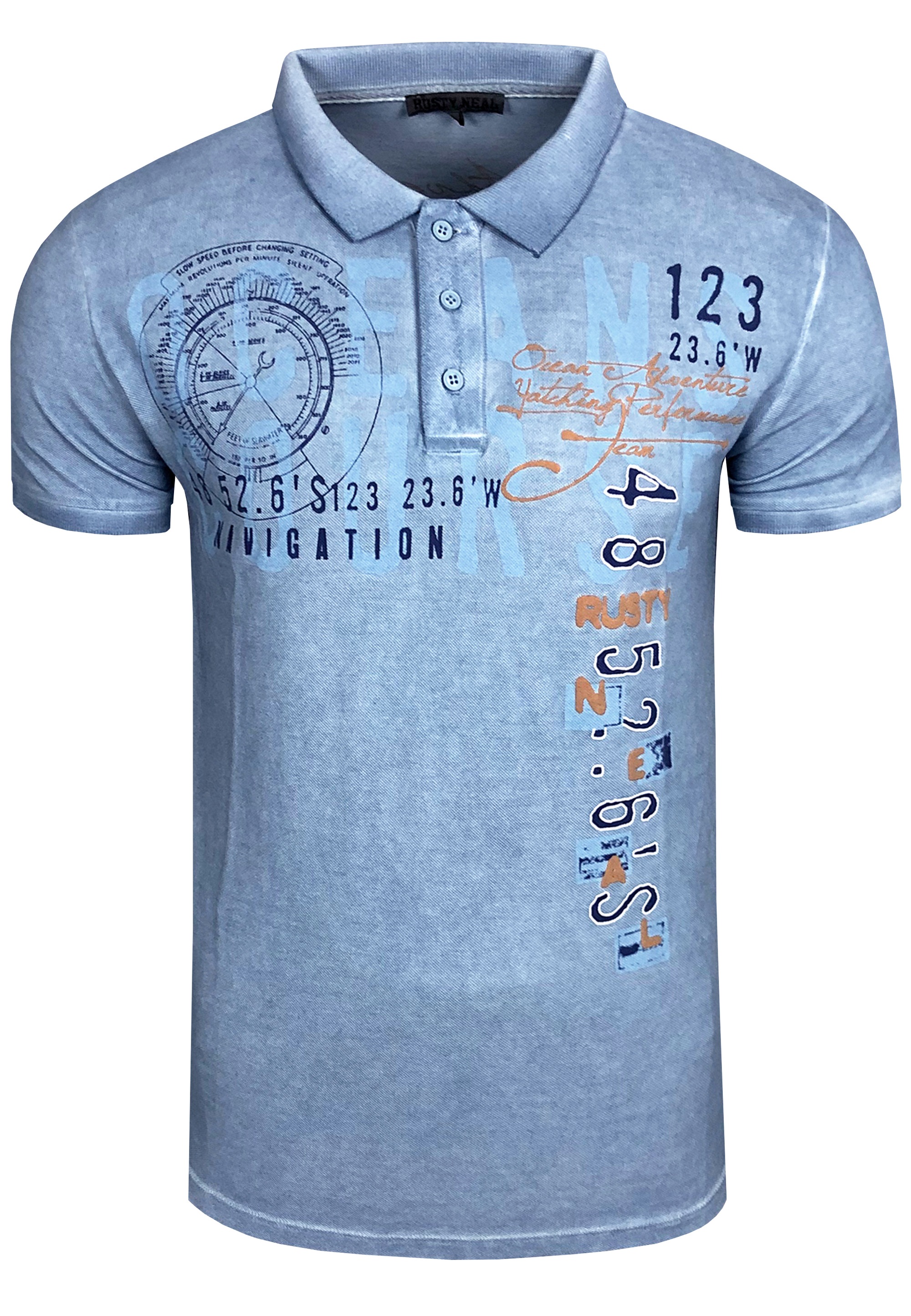 Rusty Neal Poloshirt, mit auffälligem Print