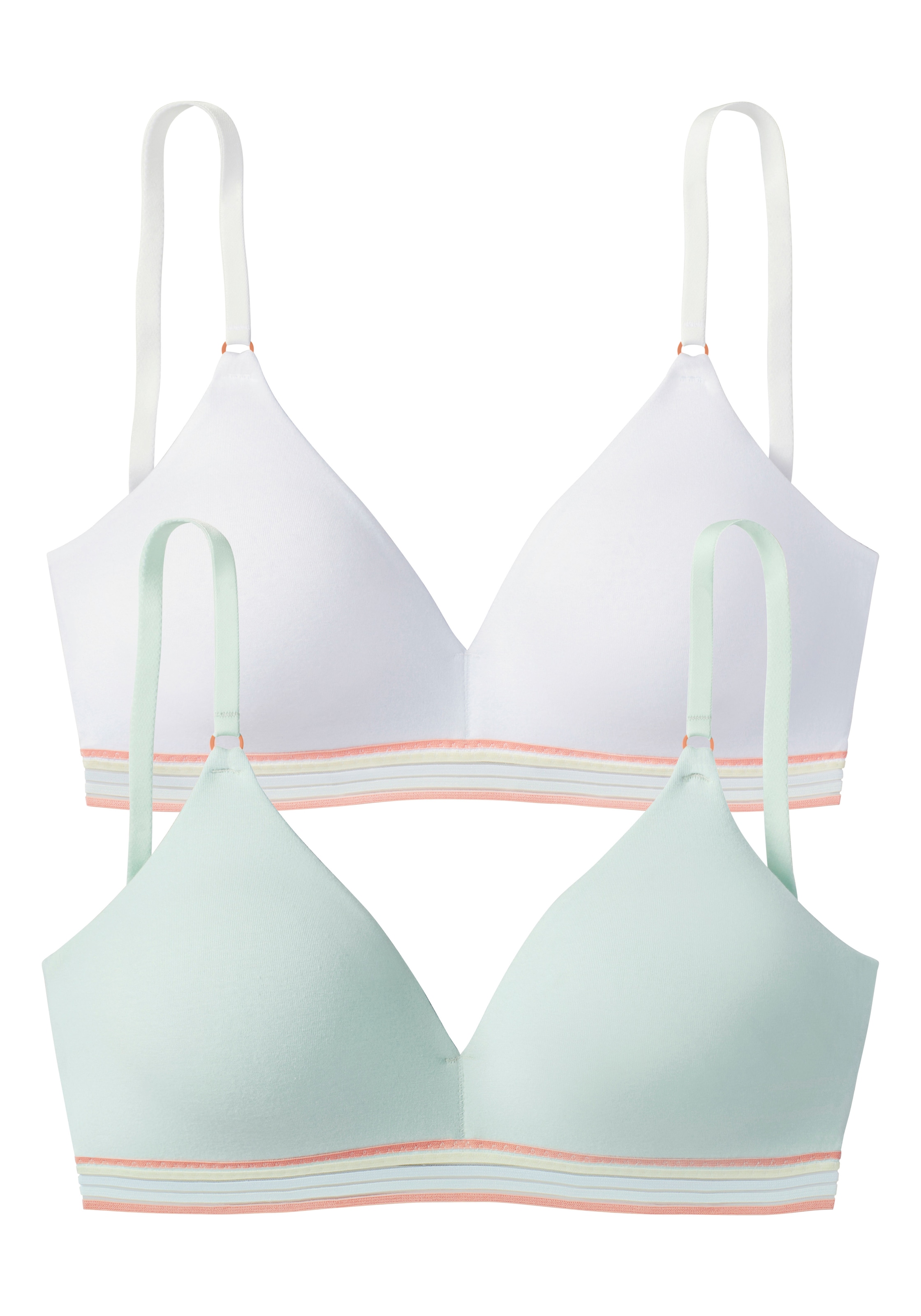 petite fleur by Lascana Bralette-BH », BH ohne Bügel, bügelloser BH, Bralette, Soft-BH, Baumwoll-BH« Packung,  mit gestreiftem Unterbrustgummi in Pastellfarben, bequemer BH