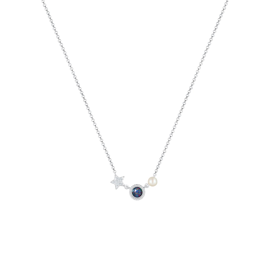 Nenalina Collierkettchen »Stern Opal Perle Kristalle 925 Silber«