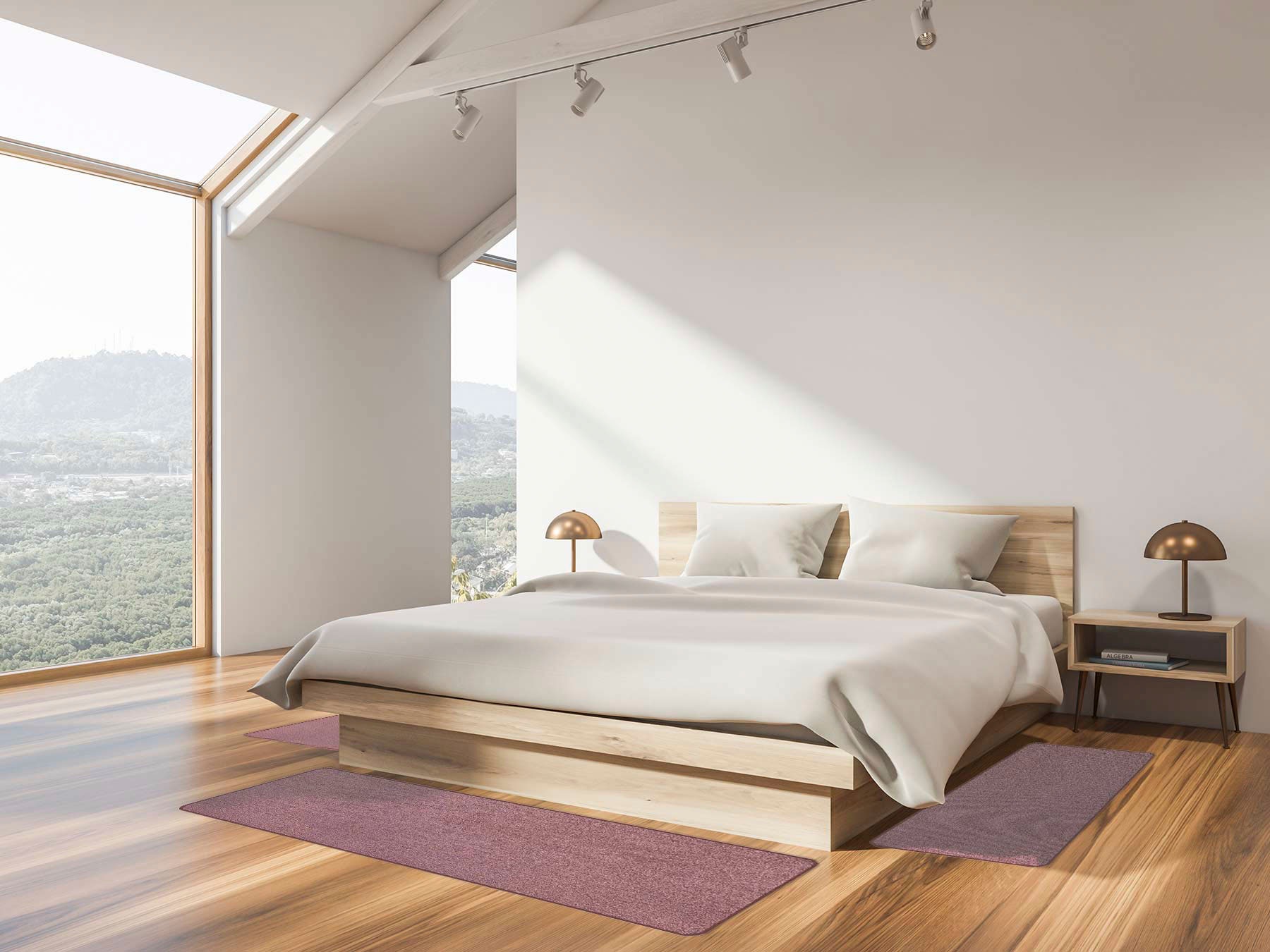 Primaflor-Ideen in Textil Bettumrandung »MANILA, Made in Netherlands«, (3 tlg.), Bettvorleger, Kurzflor, Uni Farben, Läufer-Set für das Schlafzimmer