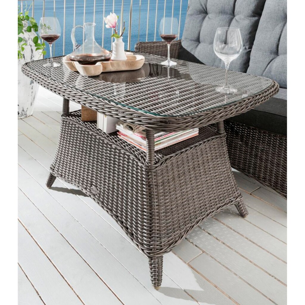 Destiny Garten-Essgruppe »CASA«, (Set, 13 tlg.), Polyrattan, 2 Sessel, 1 Tisch 120x70x65 cm und 2er Sofa