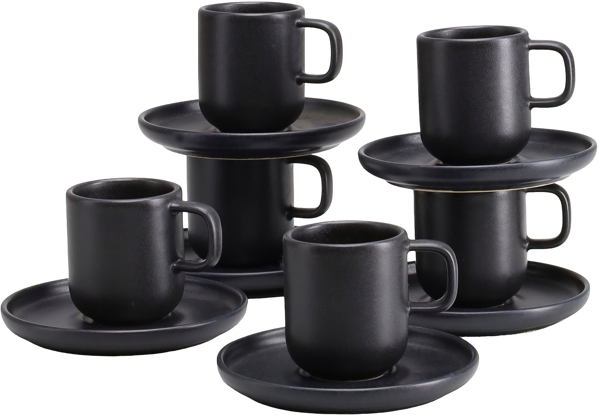 CreaTable Tasse "Uno, Espressotassen, Set 12-tlg." hochwertiges Steinzeug, seidenmatte Spezialglasur