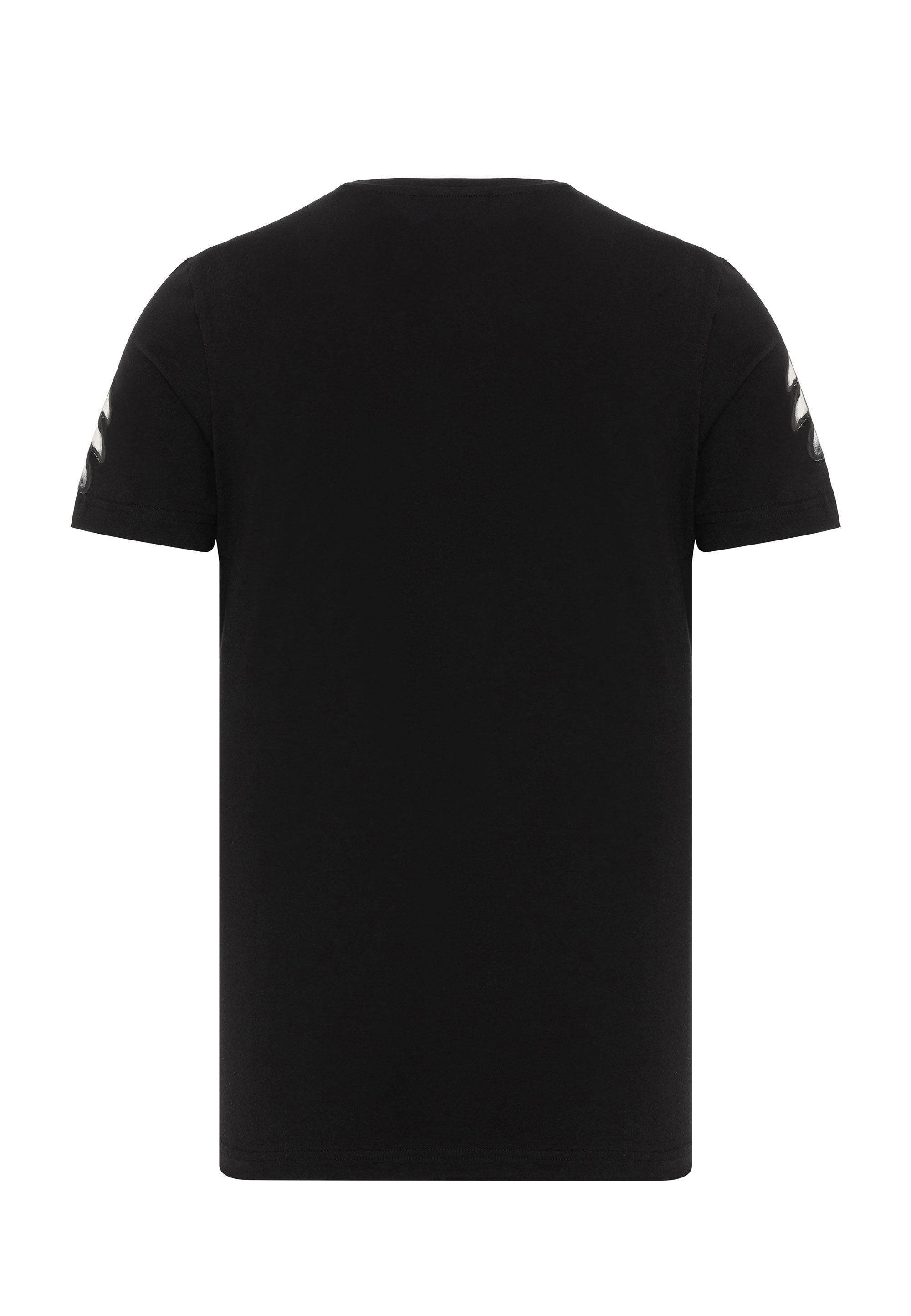 T-Shirt CIPO & BAXX "T-Shirt", Herren, Gr. M, schwarz, 95% Baumwolle, 5% Elasthan, bedruckt, figurumspielend, Rundhals, Shirts T-Shirt, aus hochwertiger Baumwolle 3
