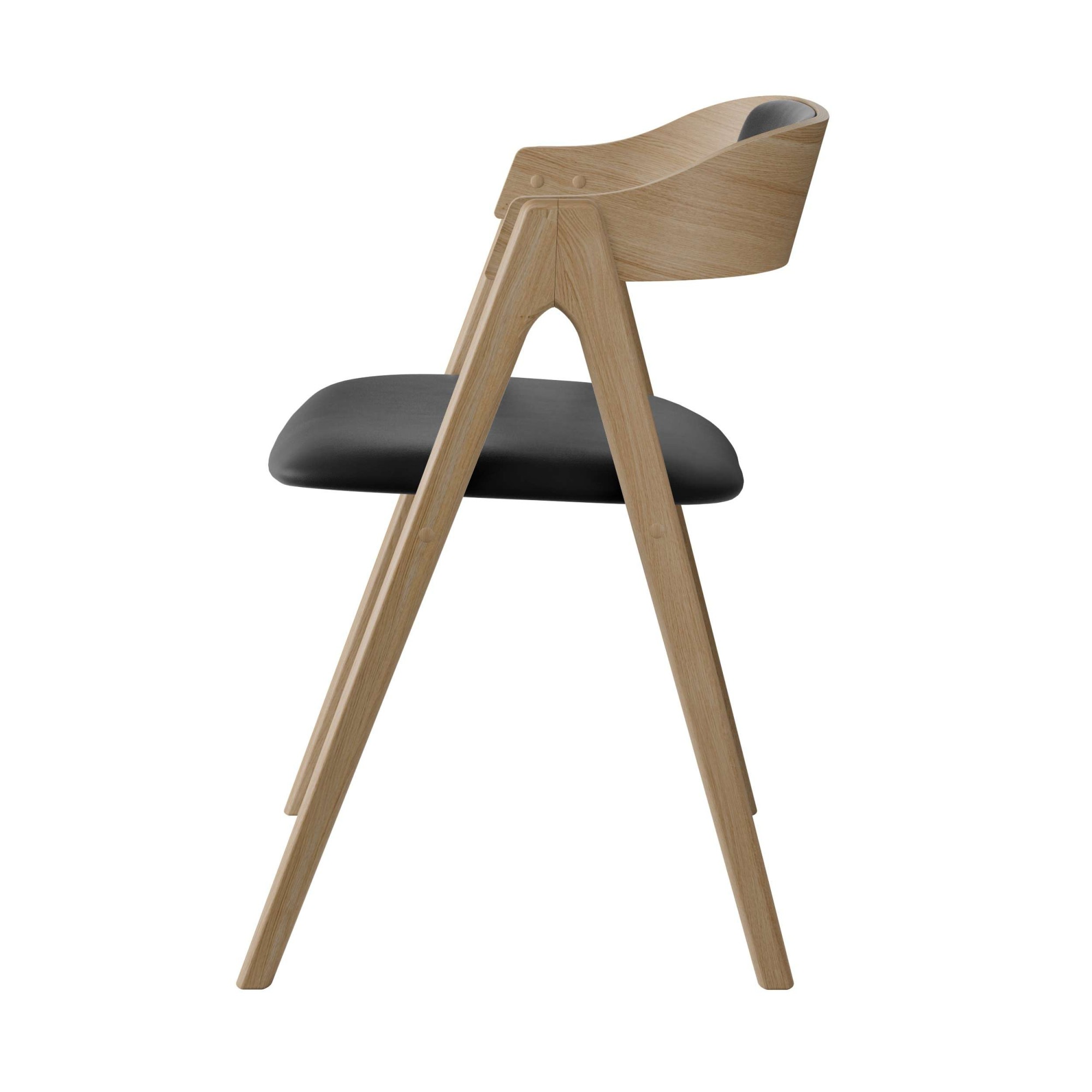 Stuhl HAMMEL FURNITURE "Mette by Hammel", , eiche weiß geölt, eiche weiß geölt, schwarz, B:52cm H:75cm T:54cm, Leder, Massivholz, Stühle, Stuhl, Massivholz, gepolsterte Sitz- & Rückenlehne, versch. Farbvarianten 3