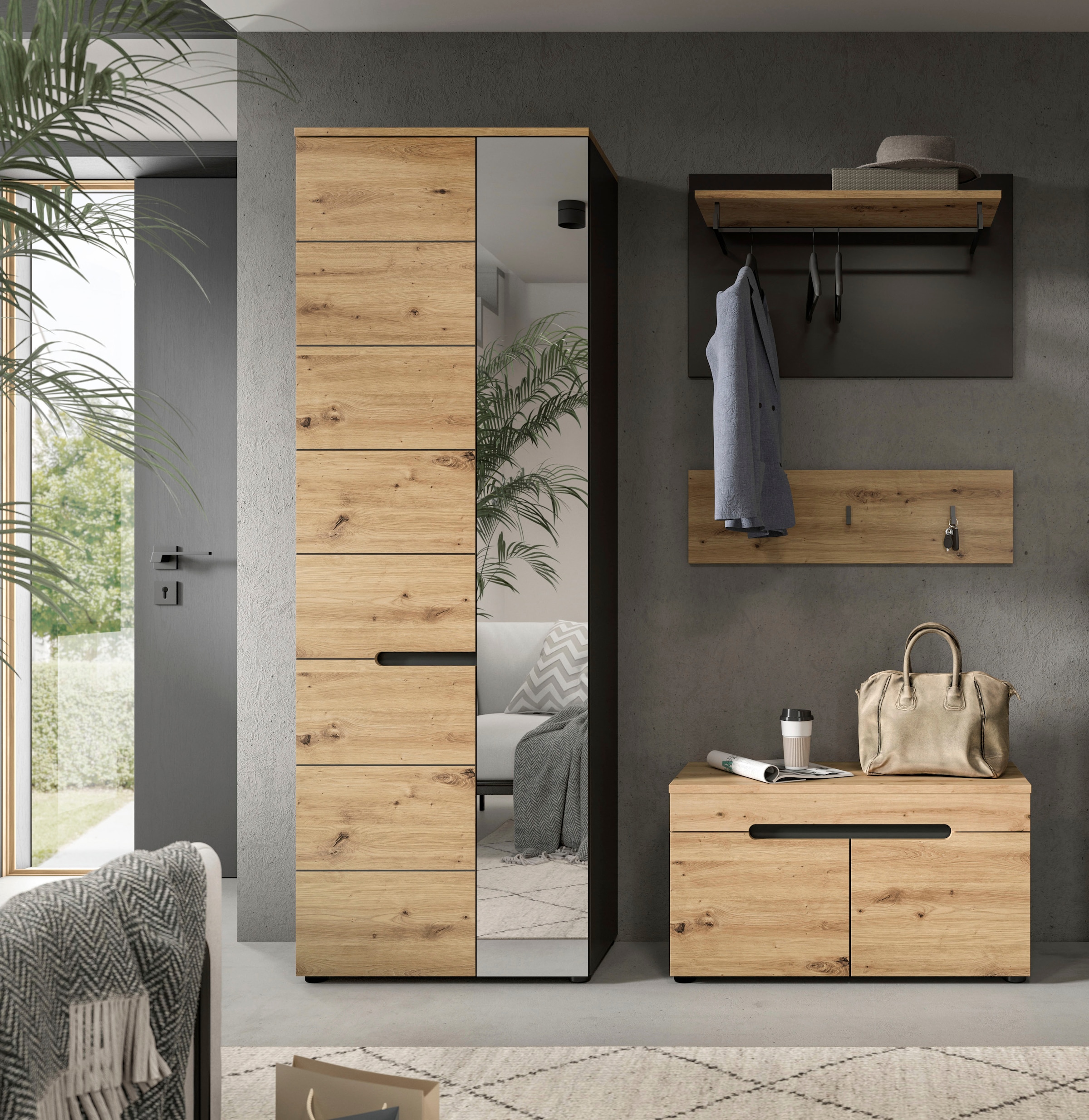 INOSIGN Garderoben-Set »REHAT, TOPSELLER!, 4-teilig, Breite 160cm, individuell stellbar«, (3 St.), Garderobenkombination, Kombination, Diele, Garderobe, Garderobenmöbel