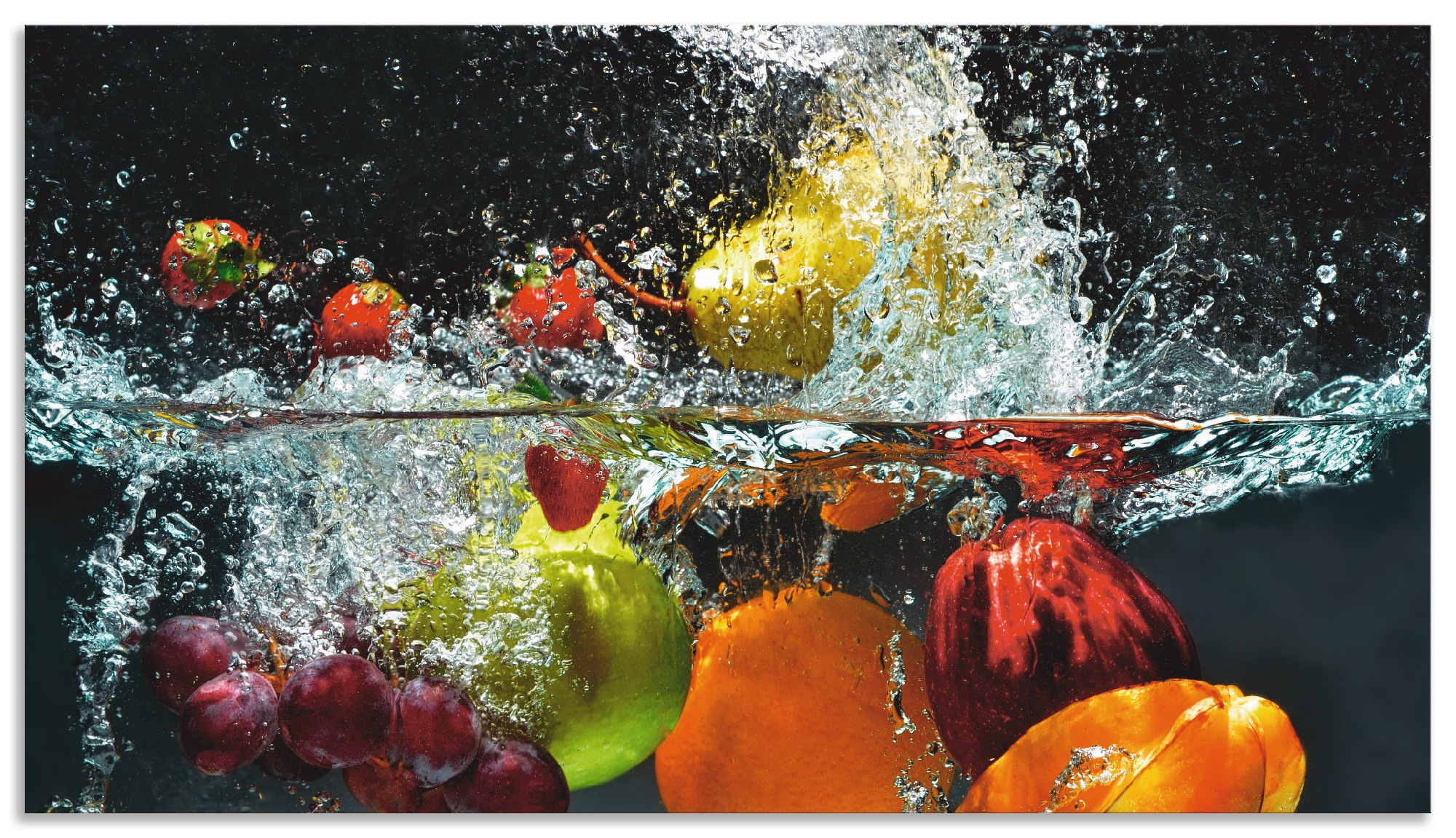 Küchenrückwand »Spritzendes Obst auf dem Wasser«, (1 tlg.), Alu Spritzschutz mit...