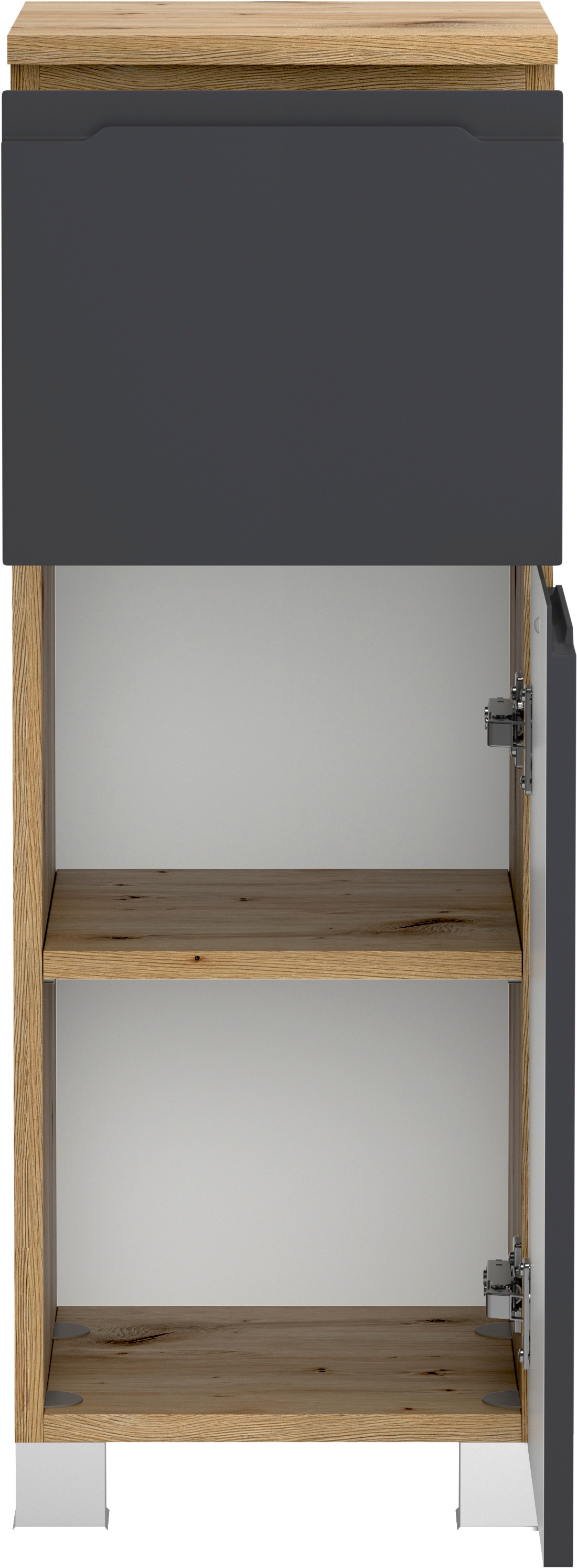 welltime Unterschrank »CABO, gedämpfte Scharniere, Softclose-Auszug« matt grau, griffloses Design, reversibel