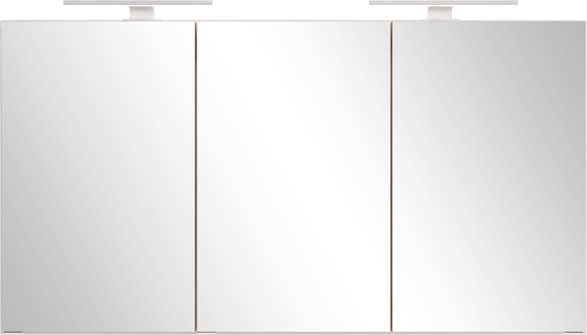 welltime Spiegelschrank »TRIENT, 3D-Spiegelschrank 120 cm, gedämpfte Scharniere« matt weiß/Wildeiche, gedämpfte Scharniere