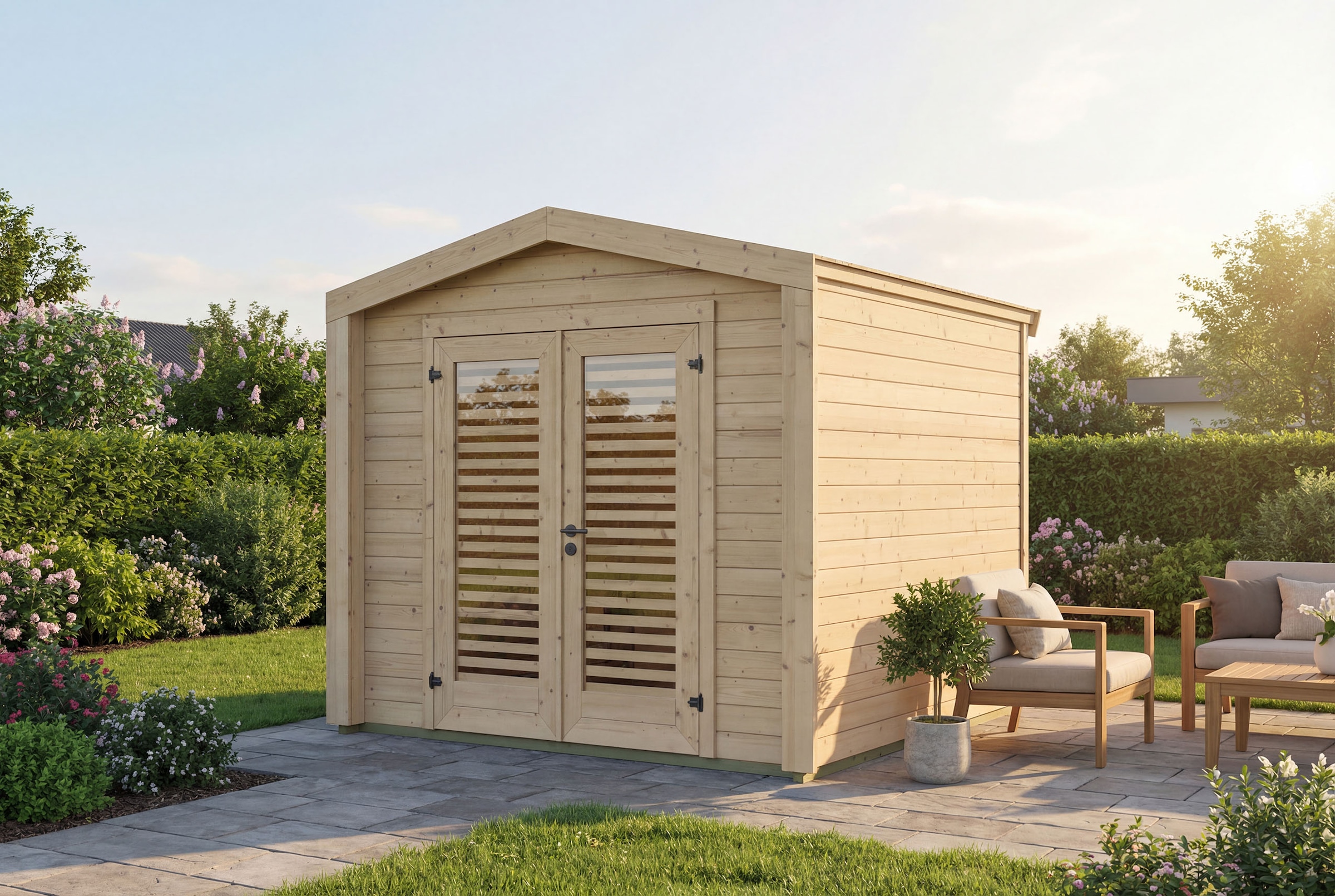 weka Gartenhaus "Killarney" Doppeltür mit Lamellen
