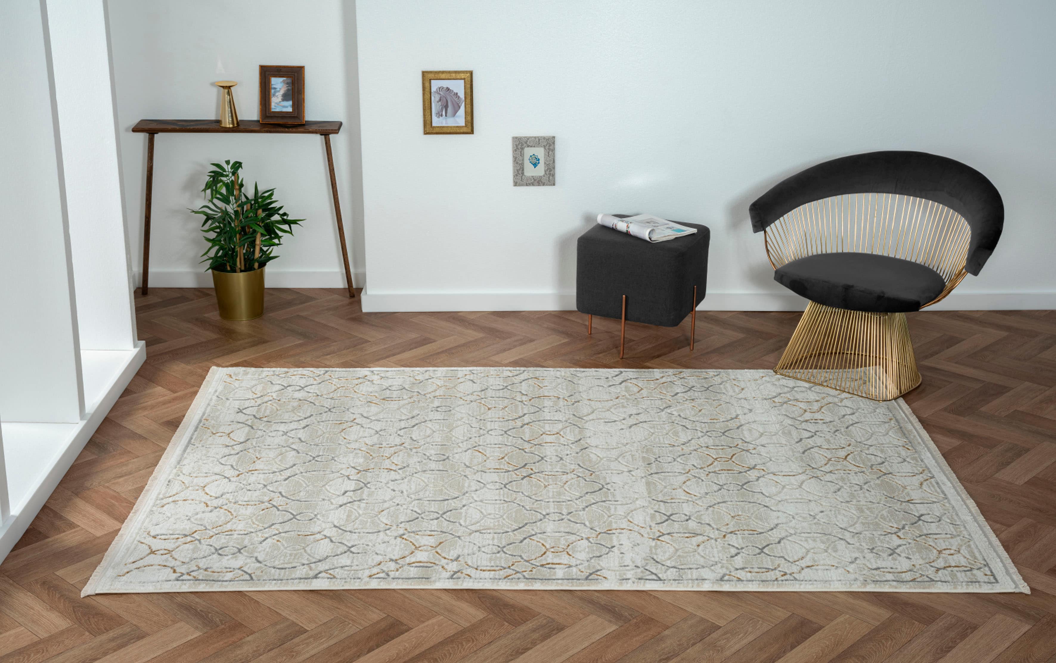 Myflair Möbel & Accessoires "My Floor, LAGERRÄUMUNG" rechteckig 10 mm Höhe Kurzflor, Retro-Style, mit Fransen, besonders weich durch Microfaser