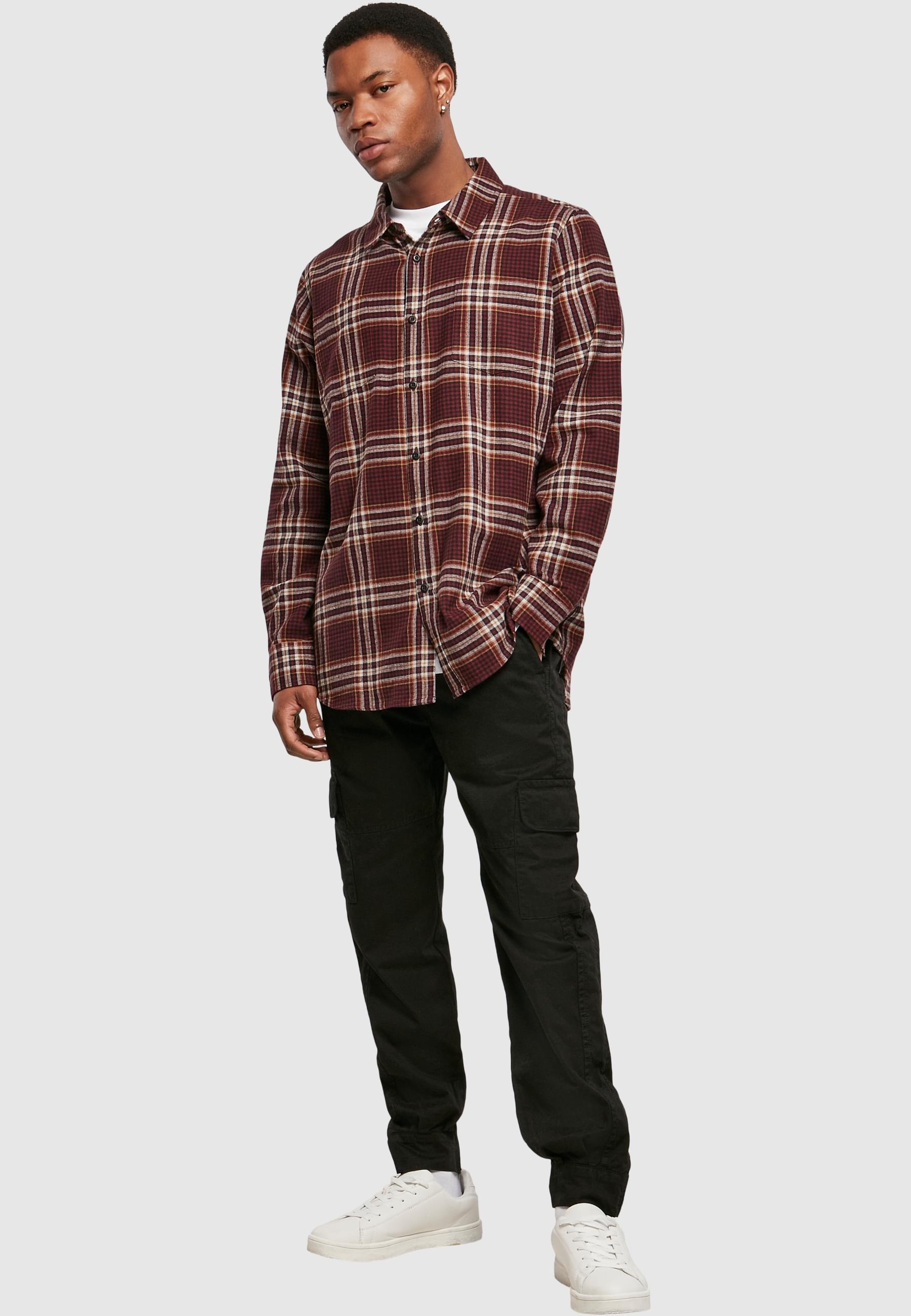 URBAN CLASSICS Langarm-Poloshirt »Urban Classics Herren Checked Campus Shirt«, (1 tlg.)