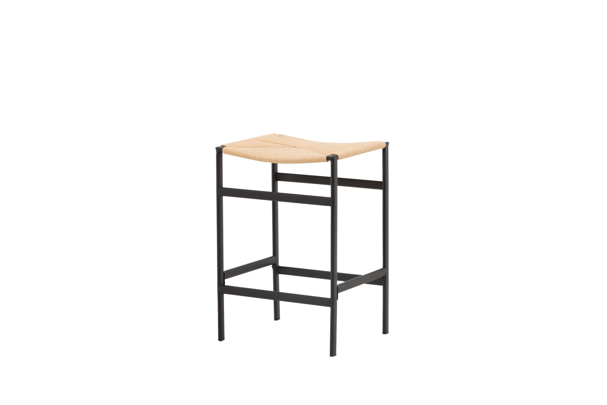 Venture Home Barhocker »Polly, 2er-Set Barhocker mit Seil-Sitz, Stahlbeine, 120 kg« Set, 2 Stk. tlg. Tresenstuhl, Geflecht, Gummibaumholz, Stahlrahmen, Boho