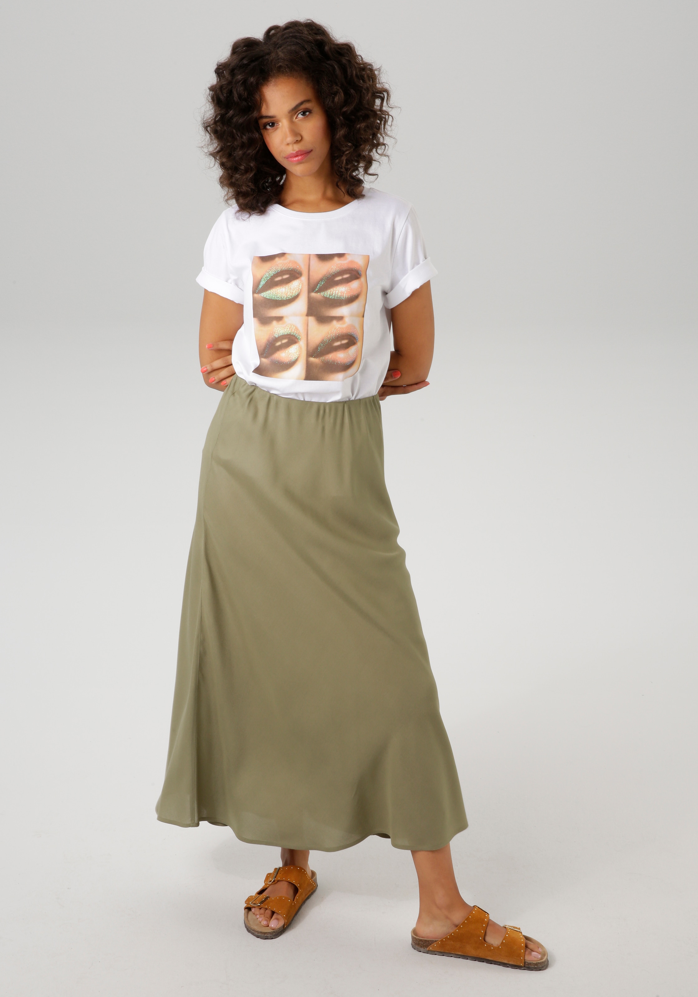Aniston CASUAL T-Shirt, mit Glitzer verzierter Frontdruck - NEUE KOLLEKTION