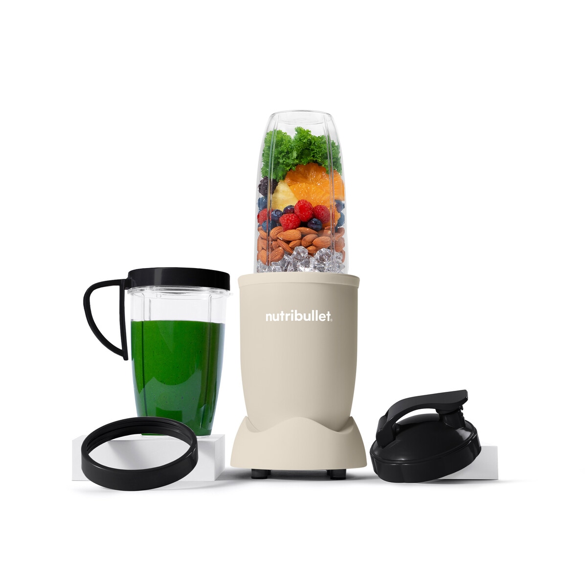 nutribullet Standmixer "Pro NB907MASN - kompakter Mixer, 900W, 2 Mixbecher (700 + 925ml), Sand" 900 W Drücken, drehen, mixen; starker Motor;Becher+Zubehör spülmaschinenfest