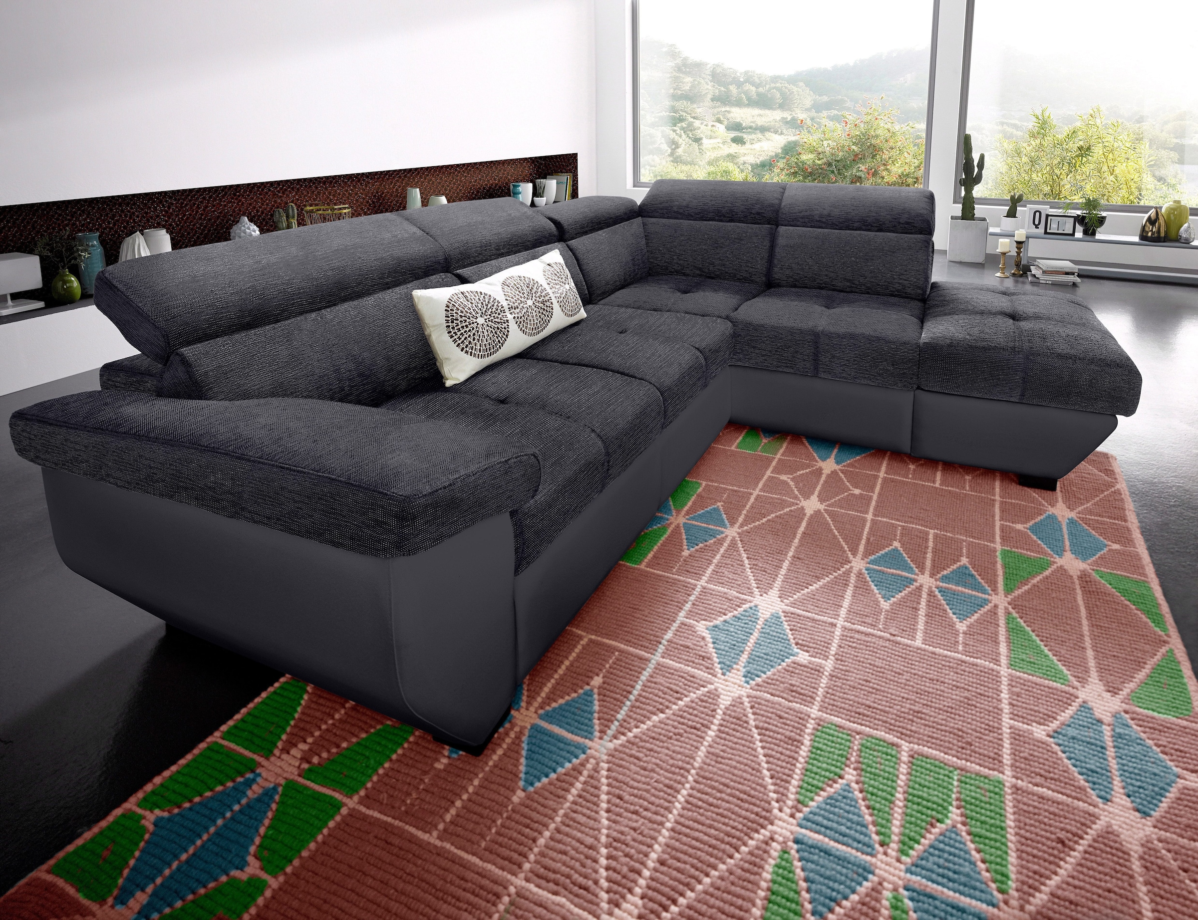 COTTA Ecksofa "Speedway L-Form, B: 262cm, moderne Couch, bequeme Wellenunterfederung," Kopfteilverstellung, optional Schlaffunktion & Bettkasten