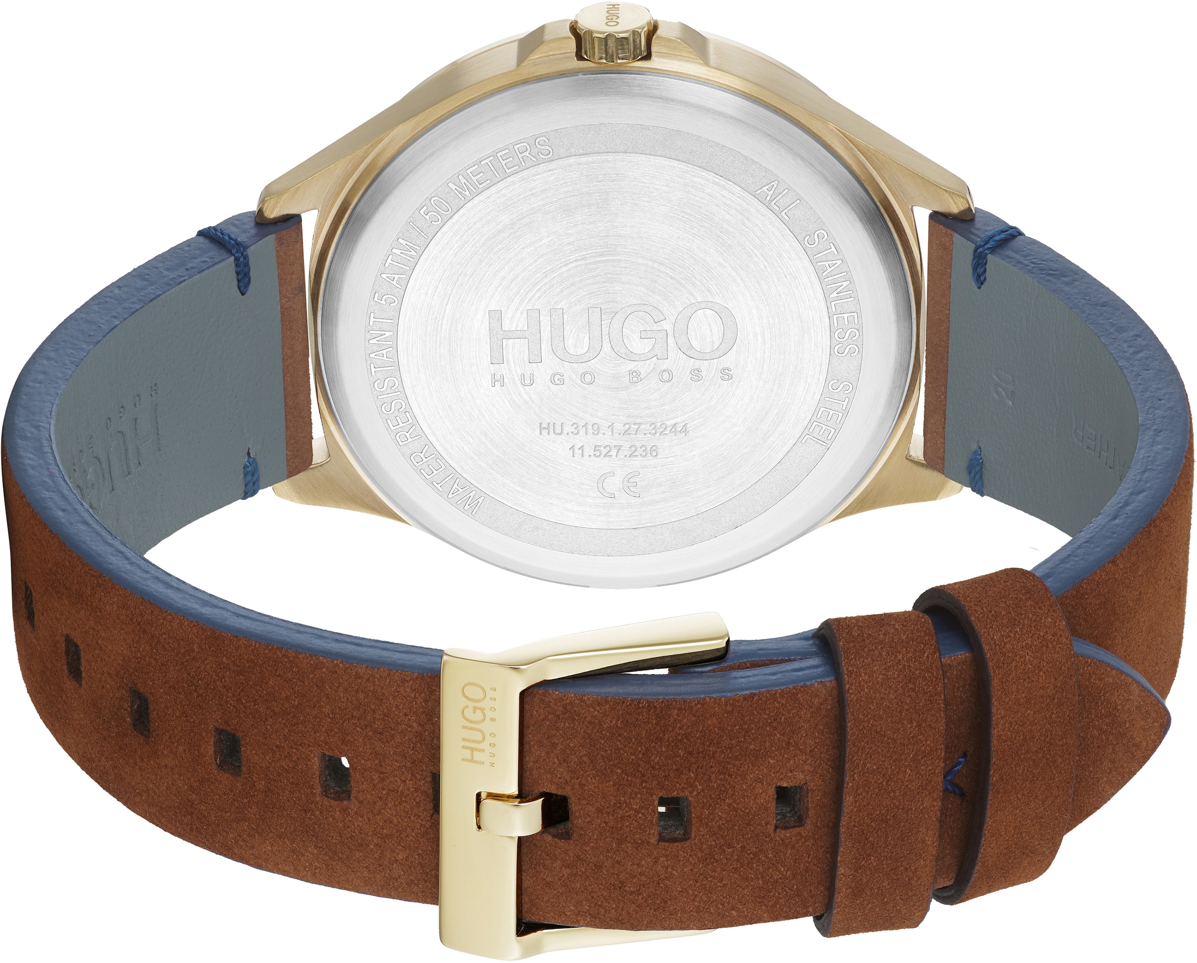 HUGO Quarzuhr »#SMASH«, Armbanduhr, Herrenuhr, Mineralglas, Lederarmband