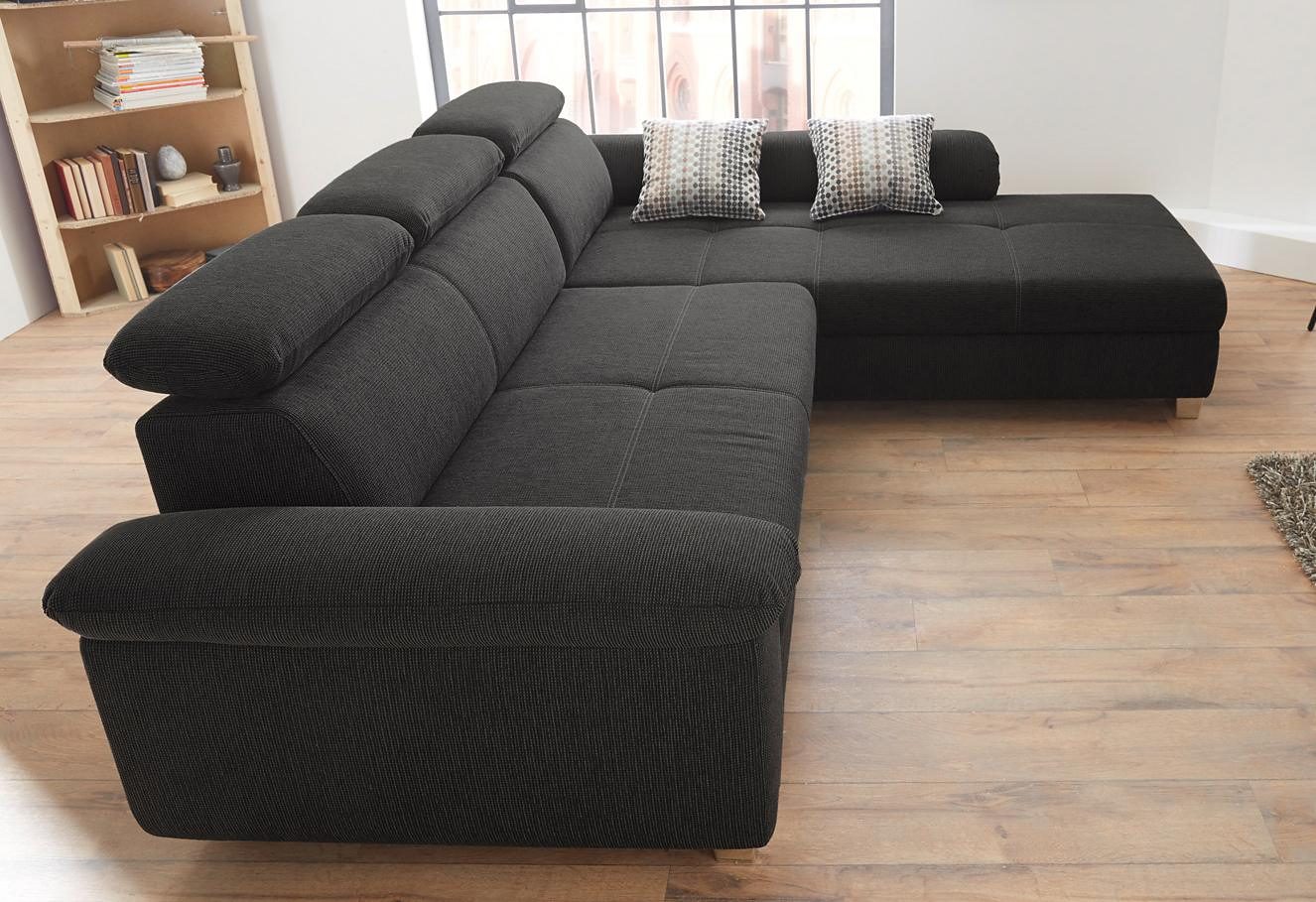 Jockenhöfer Gruppe Ecksofa "Landshut L-Form, B: 295 cm" mit Schlaffunktion, Kopfteilverstellung & 2 Zierkissen