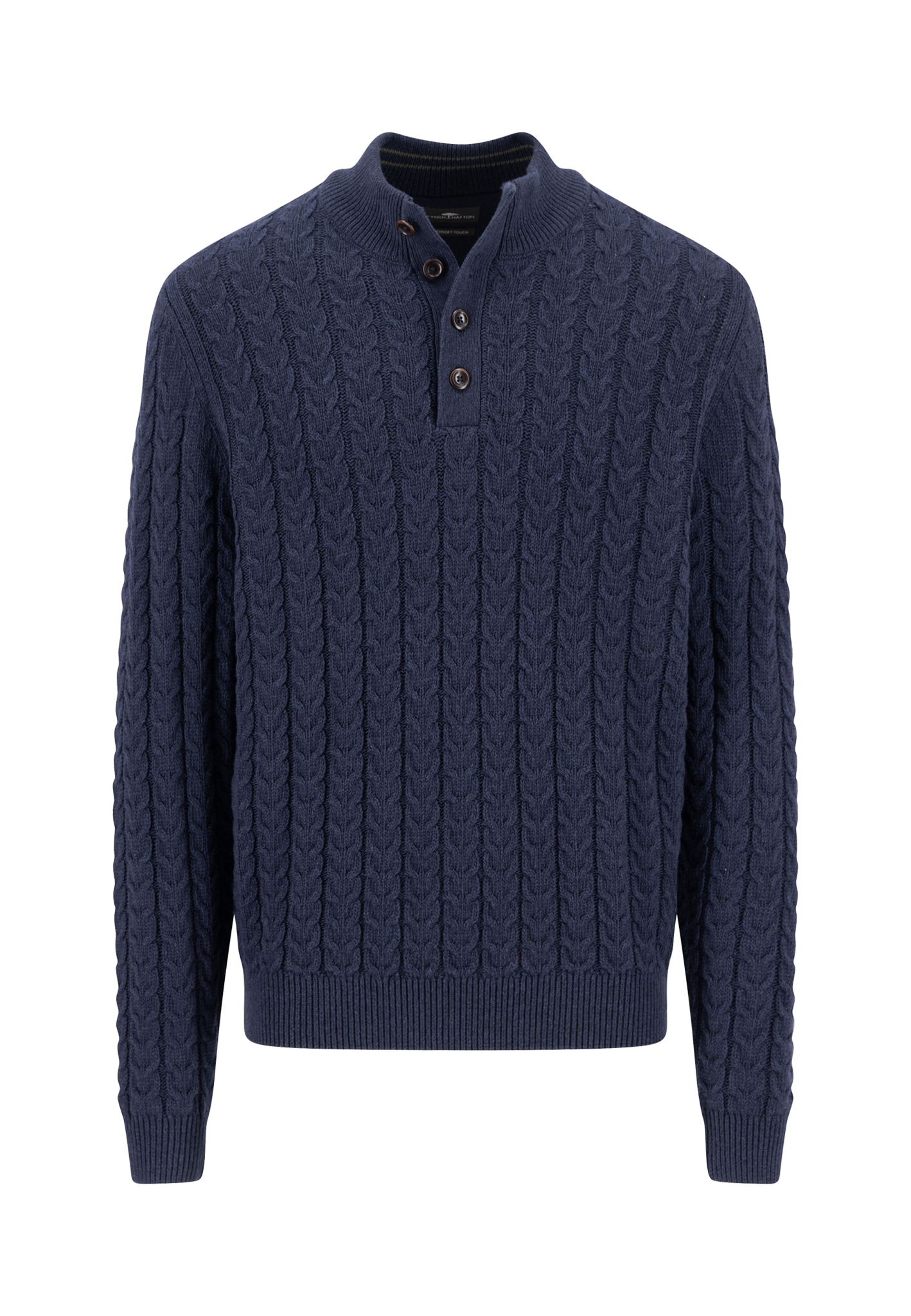 FYNCH-HATTON Troyer Strickpullover mit Zopfmuster und Knopfleiste, Woll-Ant günstig online kaufen