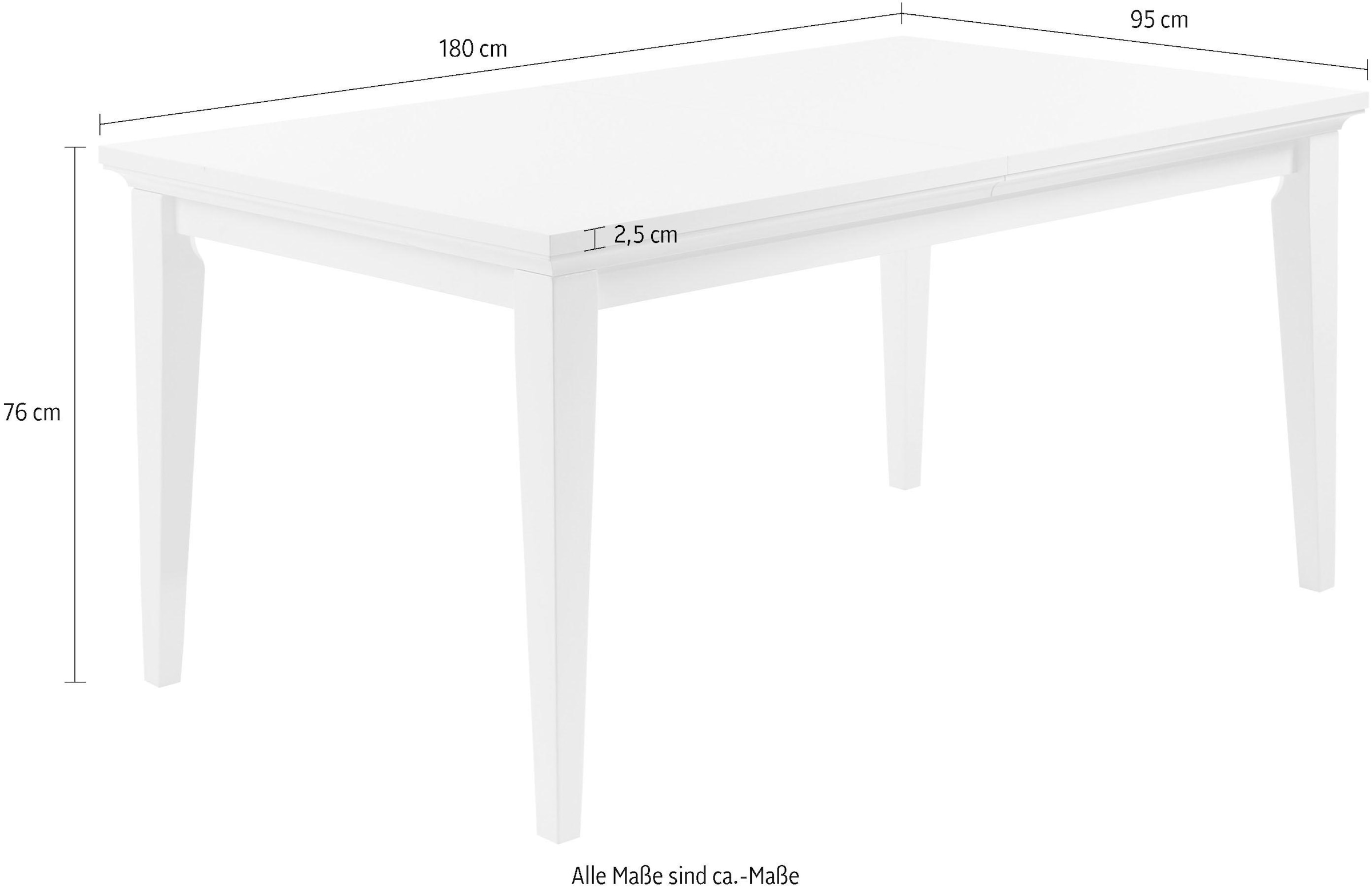 Home affaire Esstisch »Paris«, Holzoptik, verlängerbar durch extra Ansteckplatten, Breite 180 cm