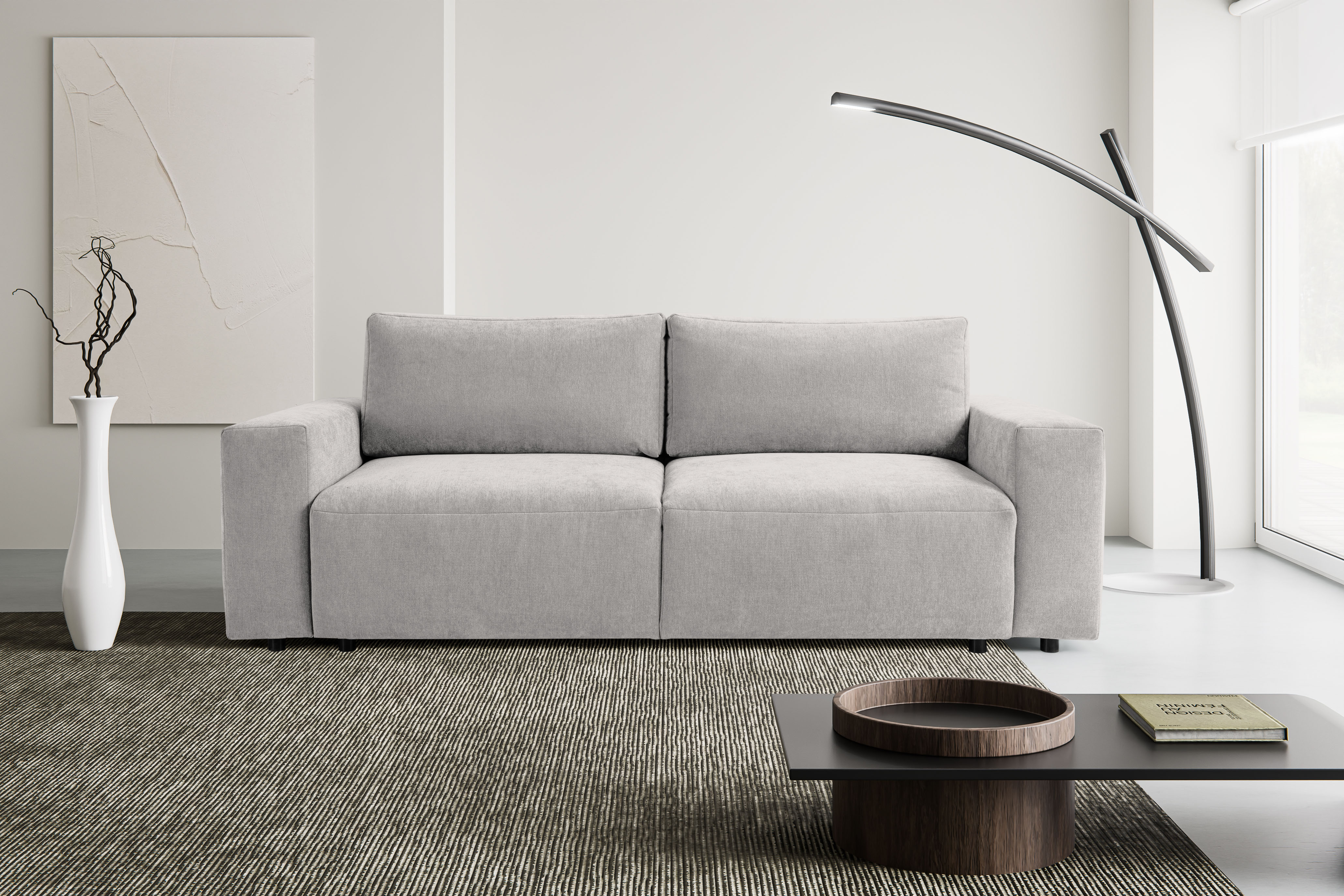 WERK2 Schlafsofa "Lima 245 cm modern und bequem" Struktur, Schlaffunktion, Bettkasten