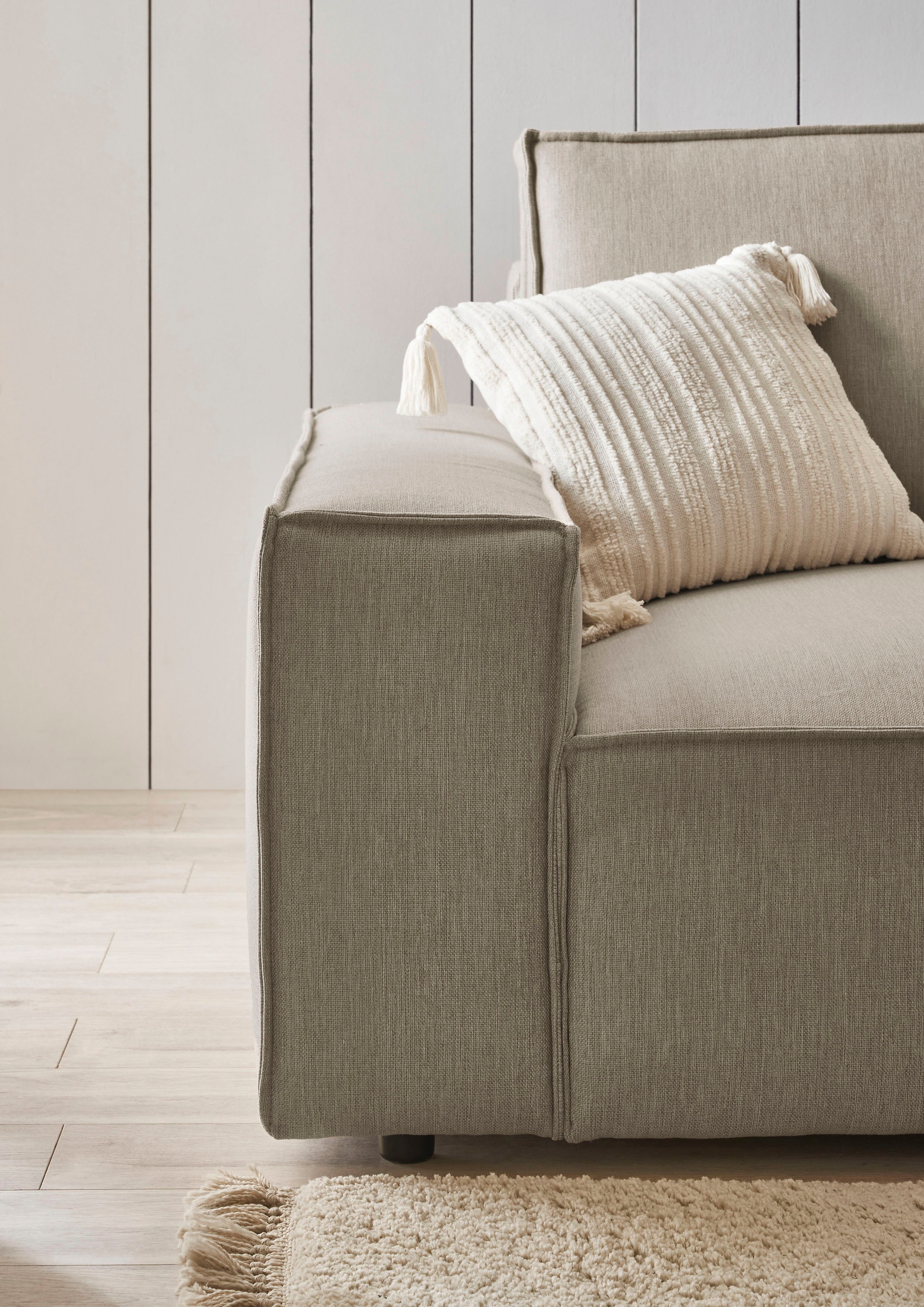 Home affaire Polsterecke »NEU: SHERWOOD XXL tief, L-Form mit Schlaffunktion, Big-Sofa mit Hocker«, (Set, 2 St.), stellbar zum Schlafsofa (Krokodilverbinder), Cord, Leinenoptik