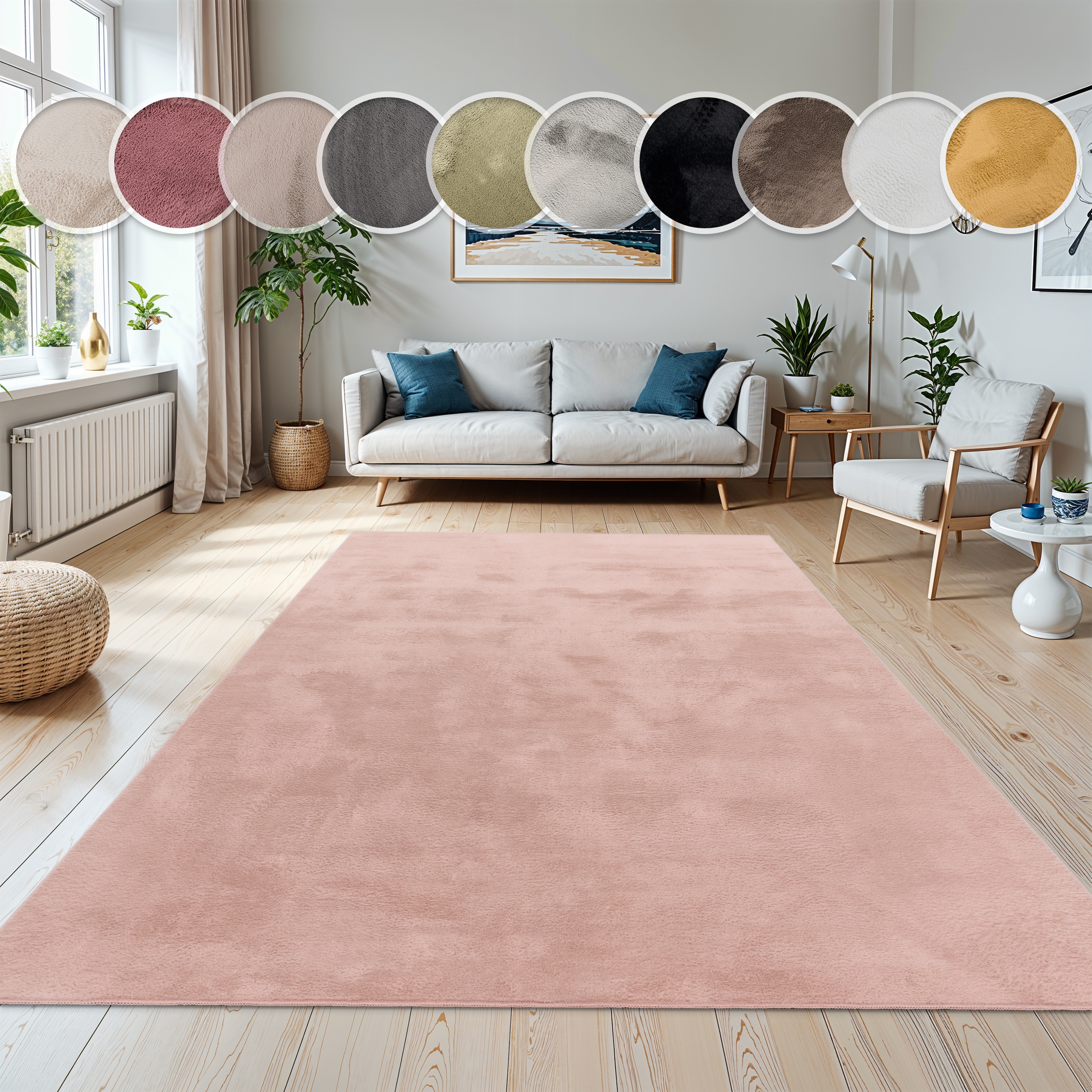 Paco Home Fellteppich "Kunstfell Soft 380" rechteckig 14 mm Höhe Langflor, Kuschelteppich - besonders weich, Uni-Farben